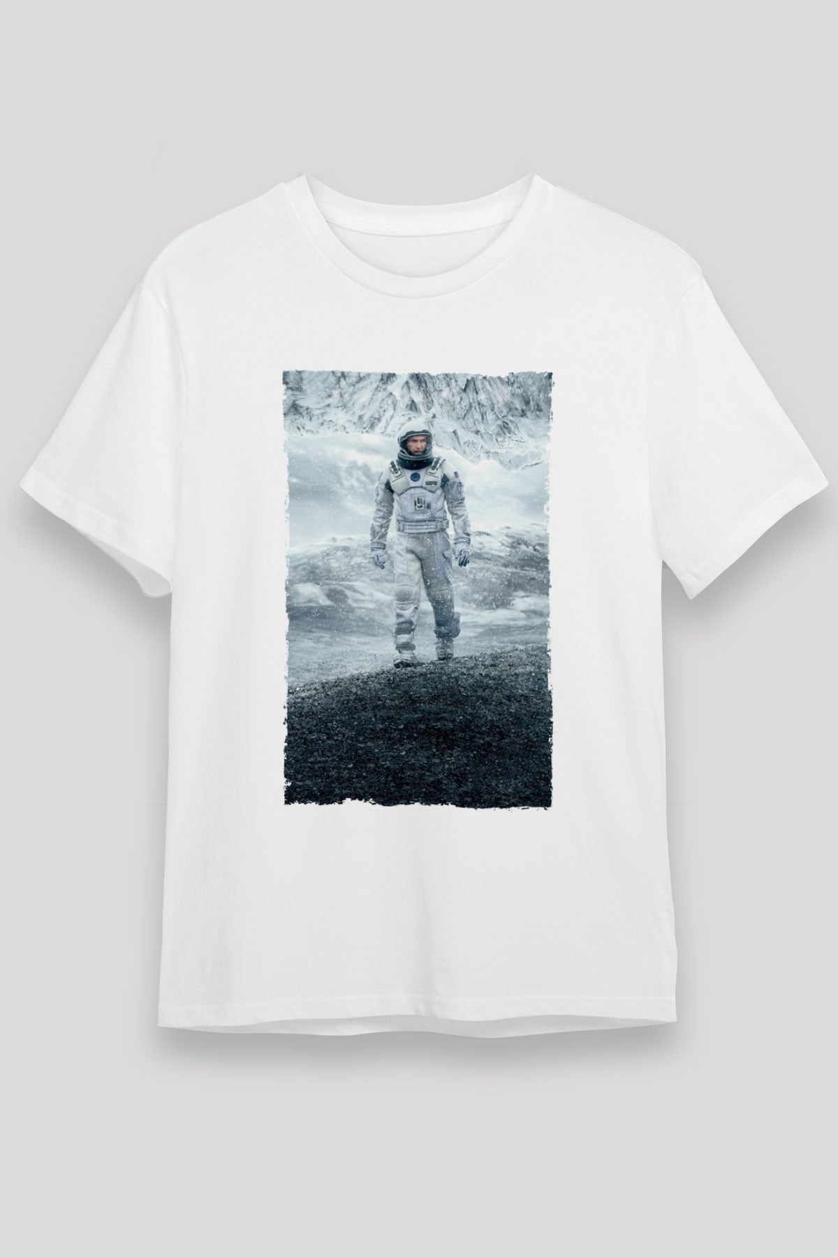 Unisex Yıldızlararası (Interstellar) Baskılı Beyaz Tişört