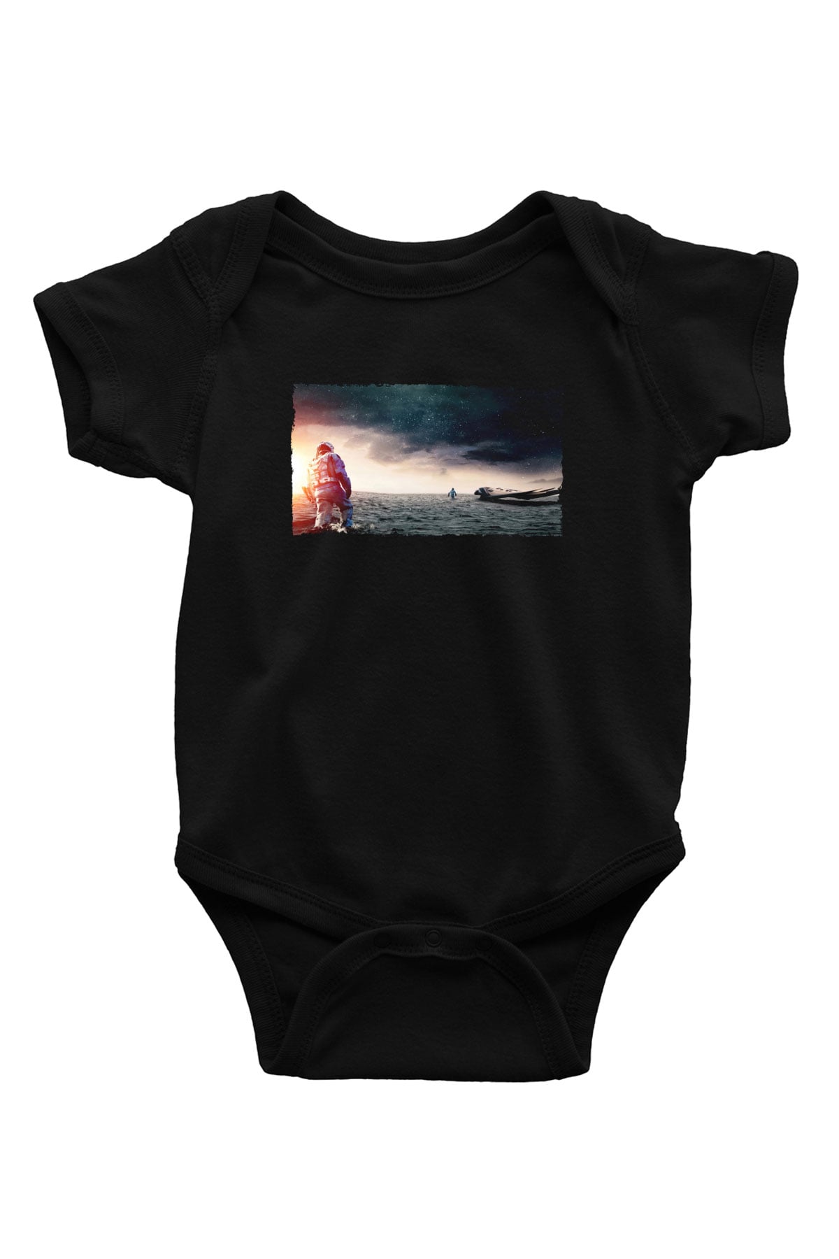 Unisex Yıldızlararası (Interstellar) Baskılı Siyah Çocuk Unisex Tshirt