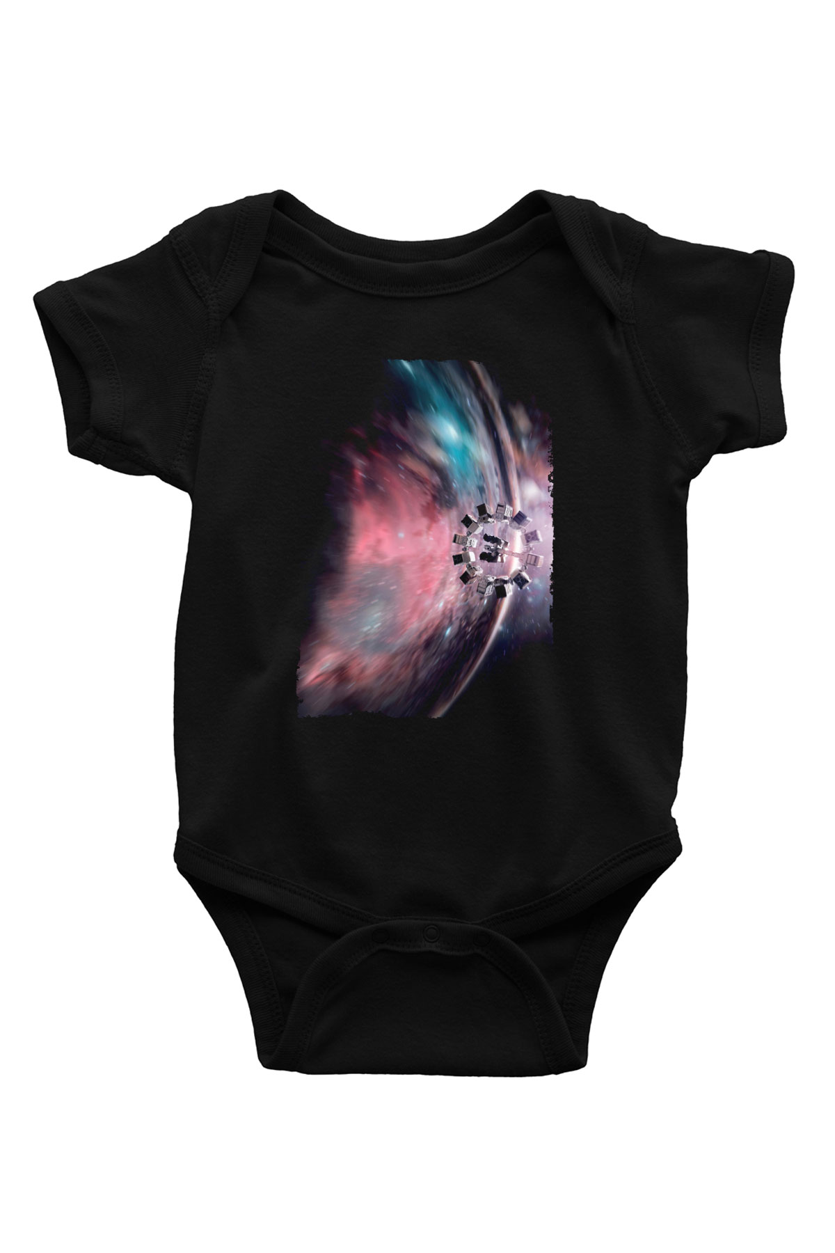 Unisex Yıldızlararası (Interstellar) Baskılı Siyah Bebek Body - Zıbın