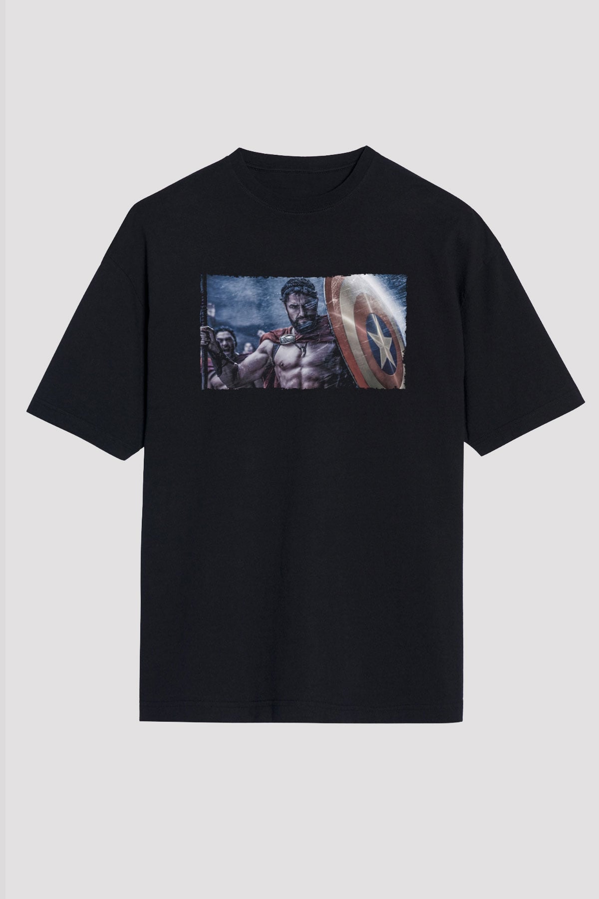Unisex Yüzbaşı Artemis (Captain) Baskılı Siyah Oversize Tshirt