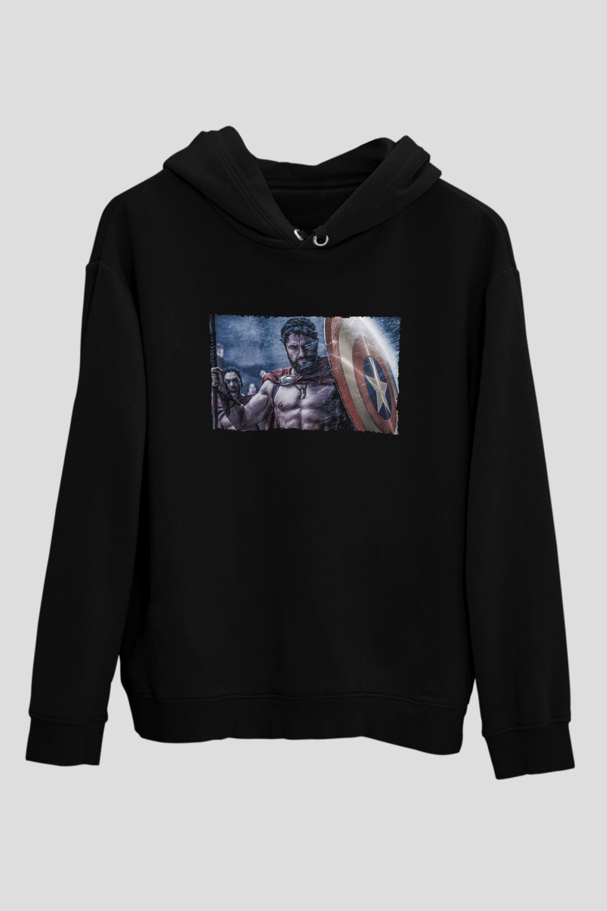 Unisex Yüzbaşı Artemis (Captain) Baskılı Siyah Kapüşonlu Sweatshirt