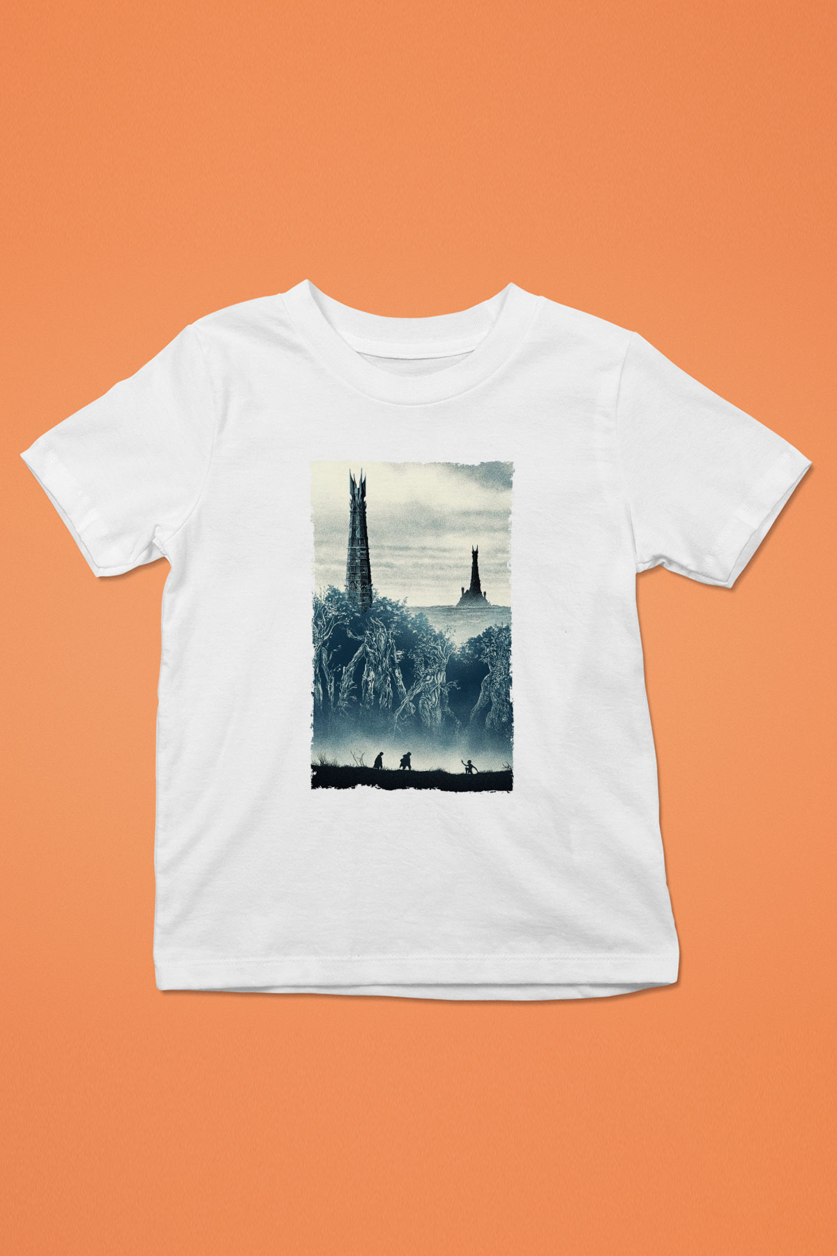 Unisex Yüzüklerin Efendisi İki Kule (The Lord of the Rings The Two Towers) Baskılı Beyaz Çocuk Tshirt