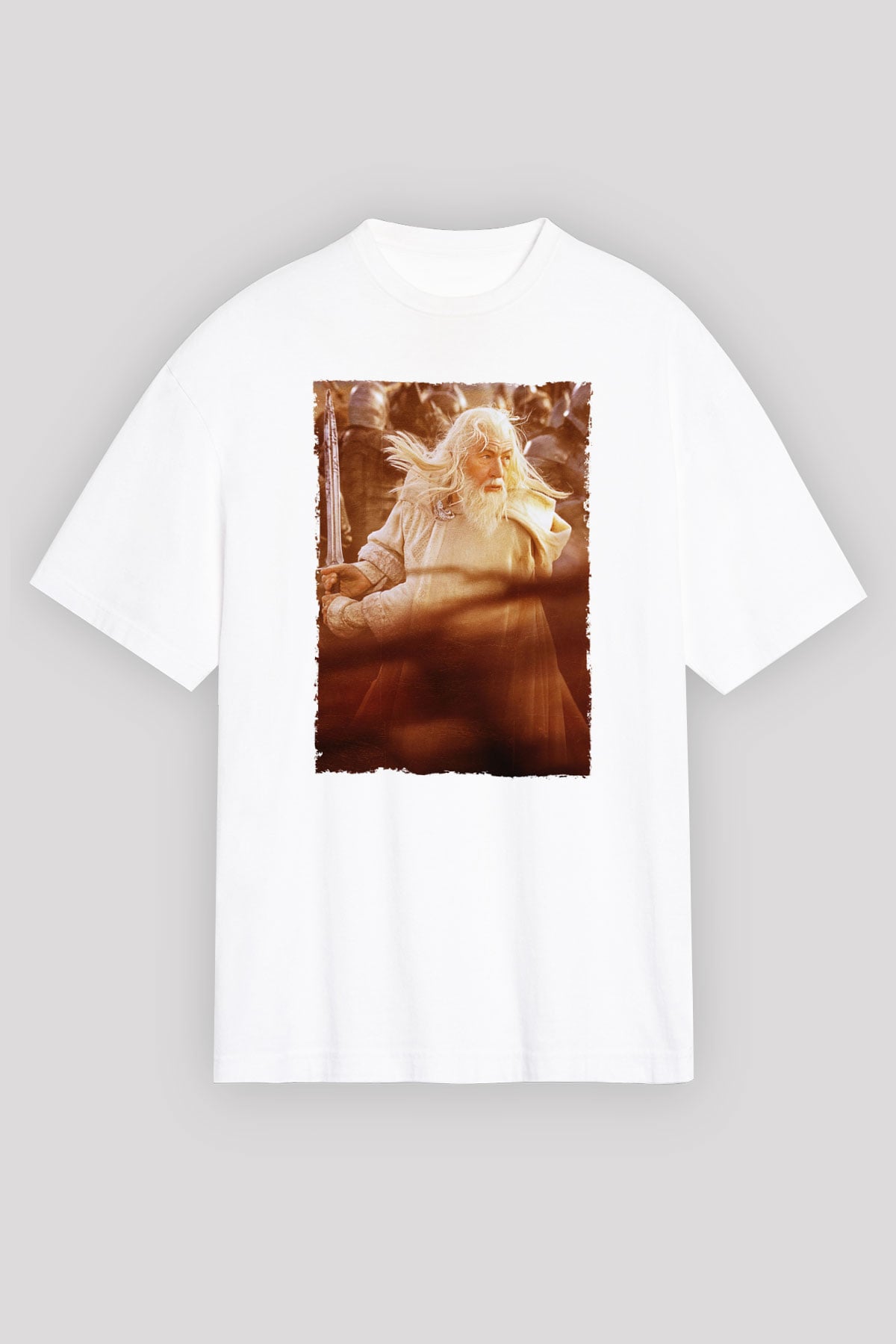 Unisex Yüzüklerin Efendisi Kralın Dönüşü (The Lord of the Rings The Return of the King) Baskılı Beyaz T-shirt