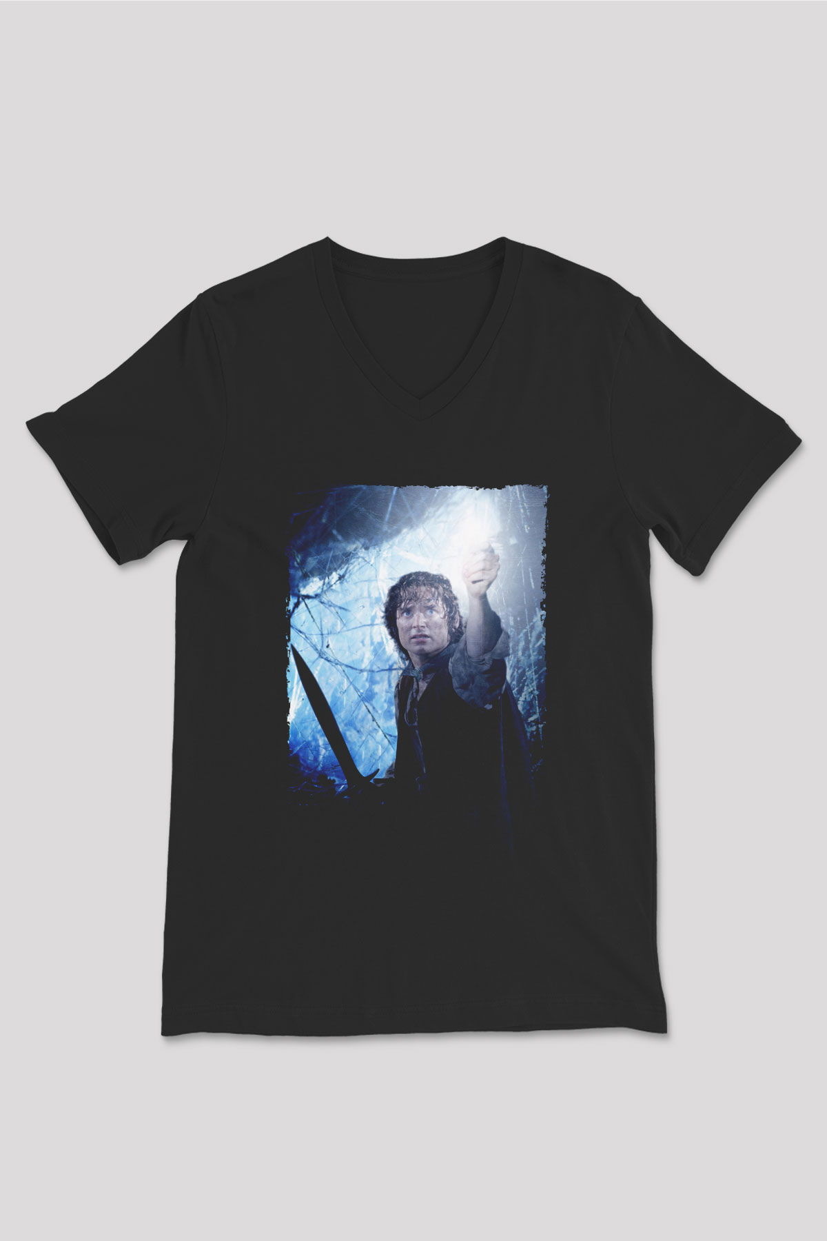 Unisex Yüzüklerin Efendisi Kralın Dönüşü (The Lord of the Rings The Return of the King) Baskılı Siyah Unisex V Yaka Tshirt