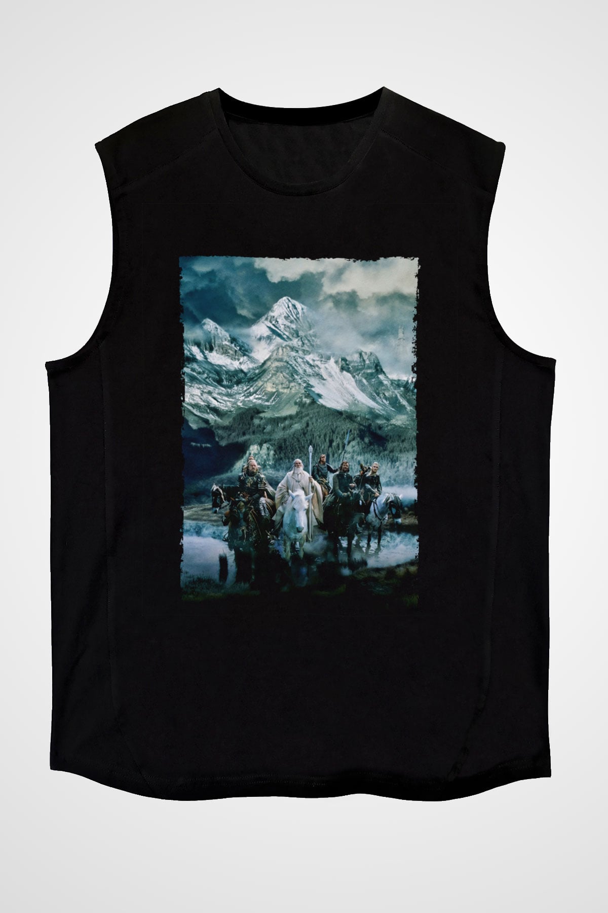 Unisex Yüzüklerin Efendisi Kralın Dönüşü (The Lord of the Rings The Return of the King) Baskılı Siyah Unisex Kolsuz Tişört