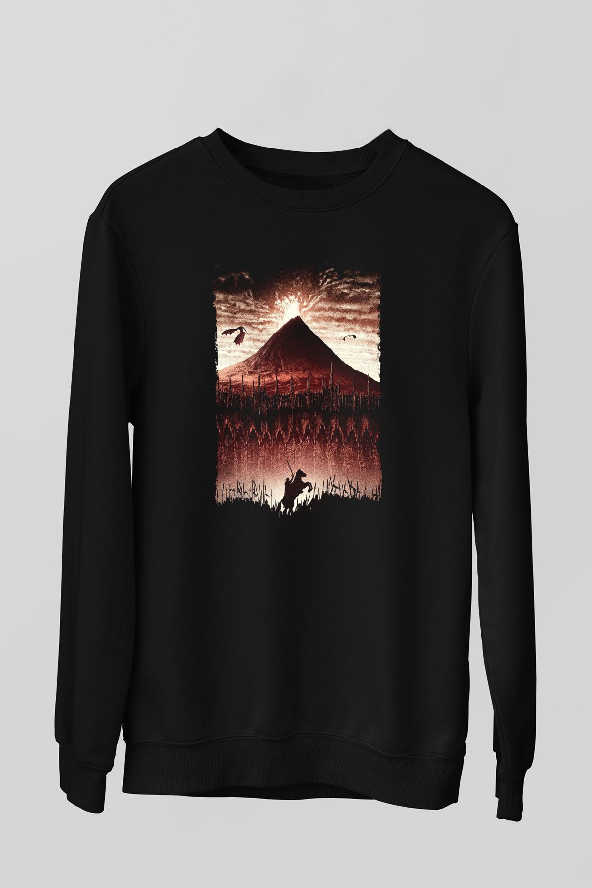 Unisex Yüzüklerin Efendisi Kralın Dönüşü (The Lord of the Rings The Return of the King) Baskılı Siyah Unisex Sweatshirt