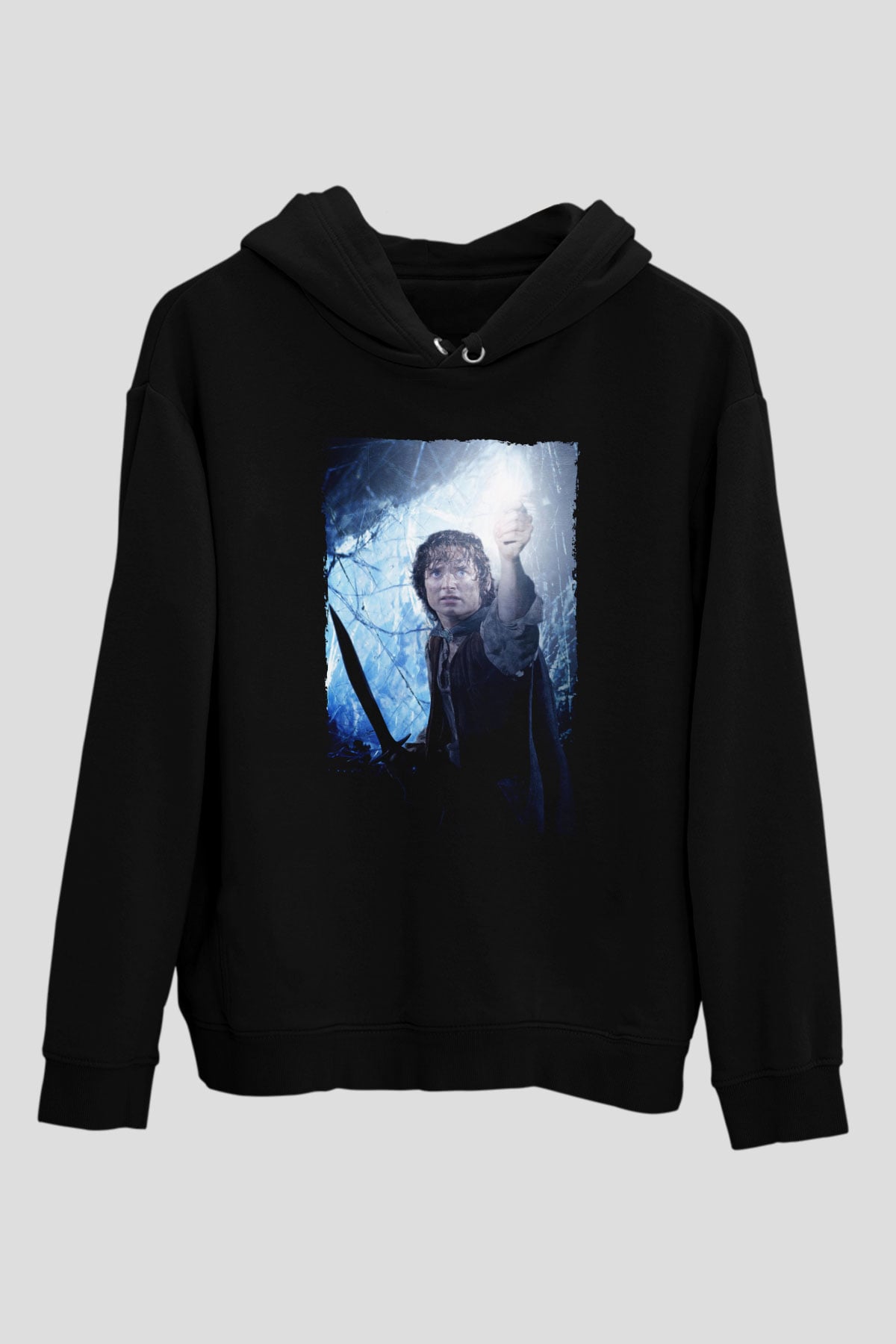 Unisex Yüzüklerin Efendisi Kralın Dönüşü (The Lord of the Rings The Return of the King) Baskılı Siyah Unisex Kapüşonlu Sweatshirt