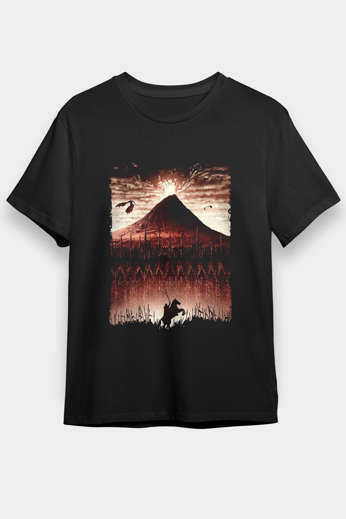 Unisex Yüzüklerin Efendisi Kralın Dönüşü (The Lord of the Rings The Return of the King) Baskılı Siyah Unisex T-Shirt