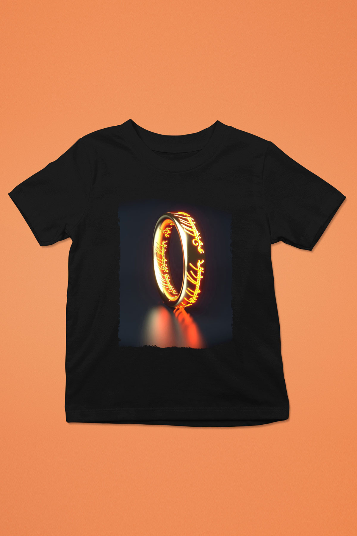 Unisex Yüzüklerin Efendisi (The Lord of the Rings) Baskılı Siyah Çocuk Tshirt
