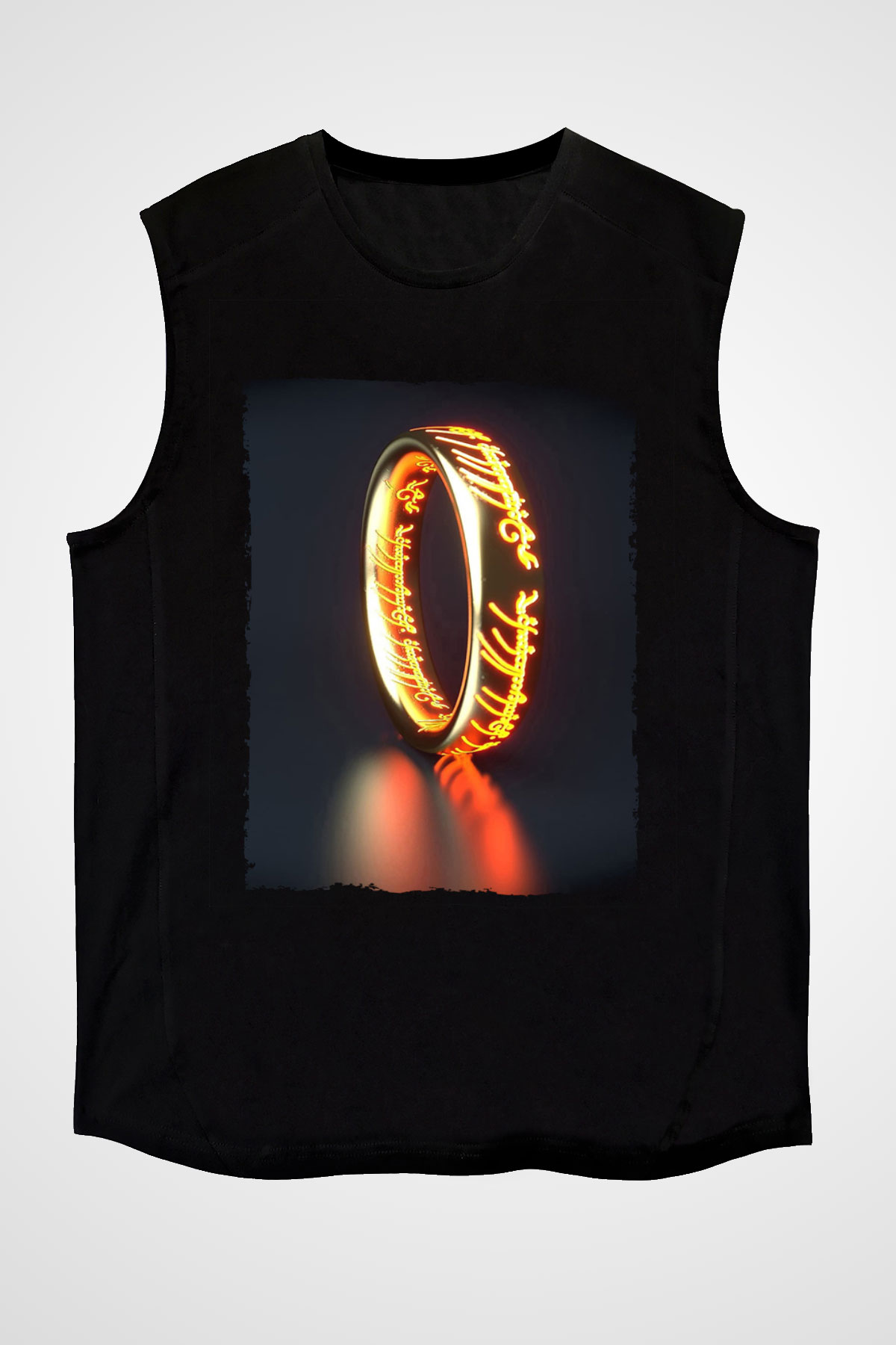 Unisex Yüzüklerin Efendisi (The Lord of the Rings) Baskılı Siyah Kolsuz Tshirt