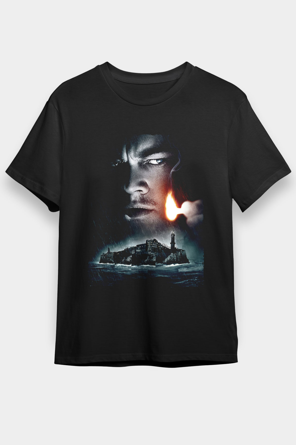 Unisex Zindan Adası (Shutter Island) Baskılı Siyah Tshirt