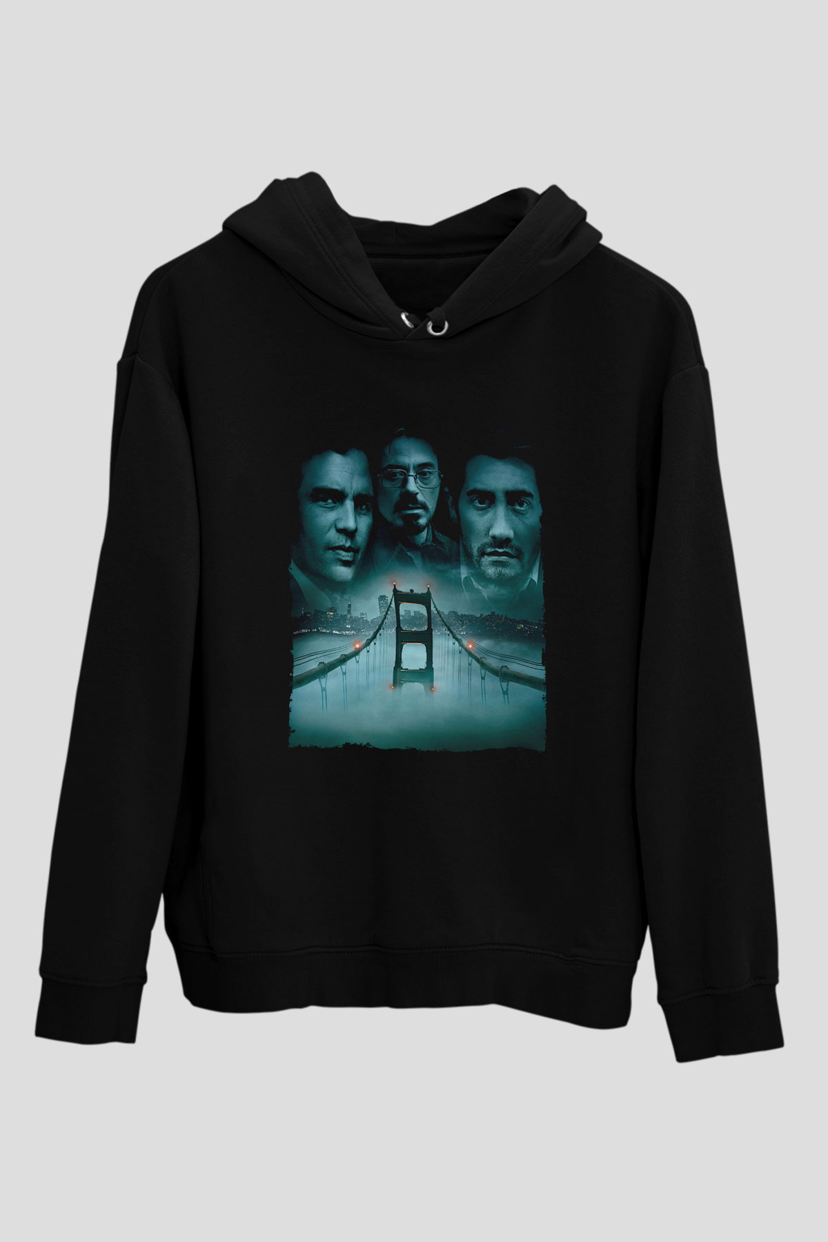 Unisex Zodiac Baskılı Siyah Kapüşonlu Sweatshirt