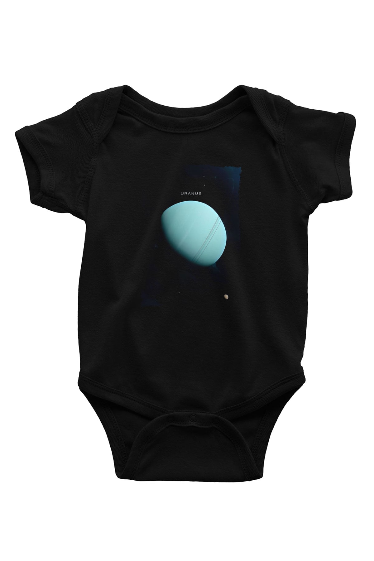 Uranüs Fotoğraf Baskılı Unisex  Siyah Bebek Body - Zıbın