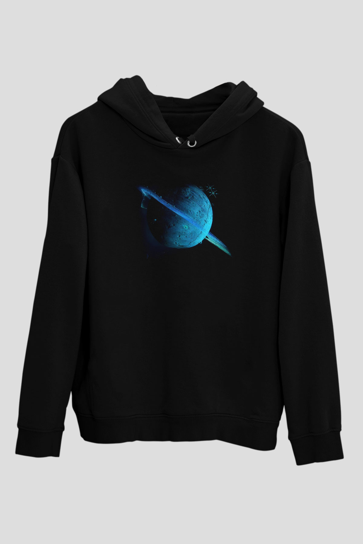 Uranüs Siyah Unisex Hoodie