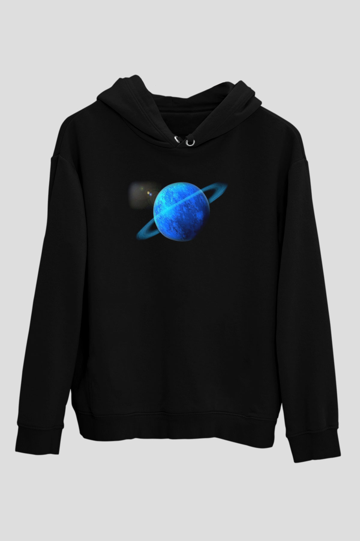 Uranüs Siyah Unisex Hoodie