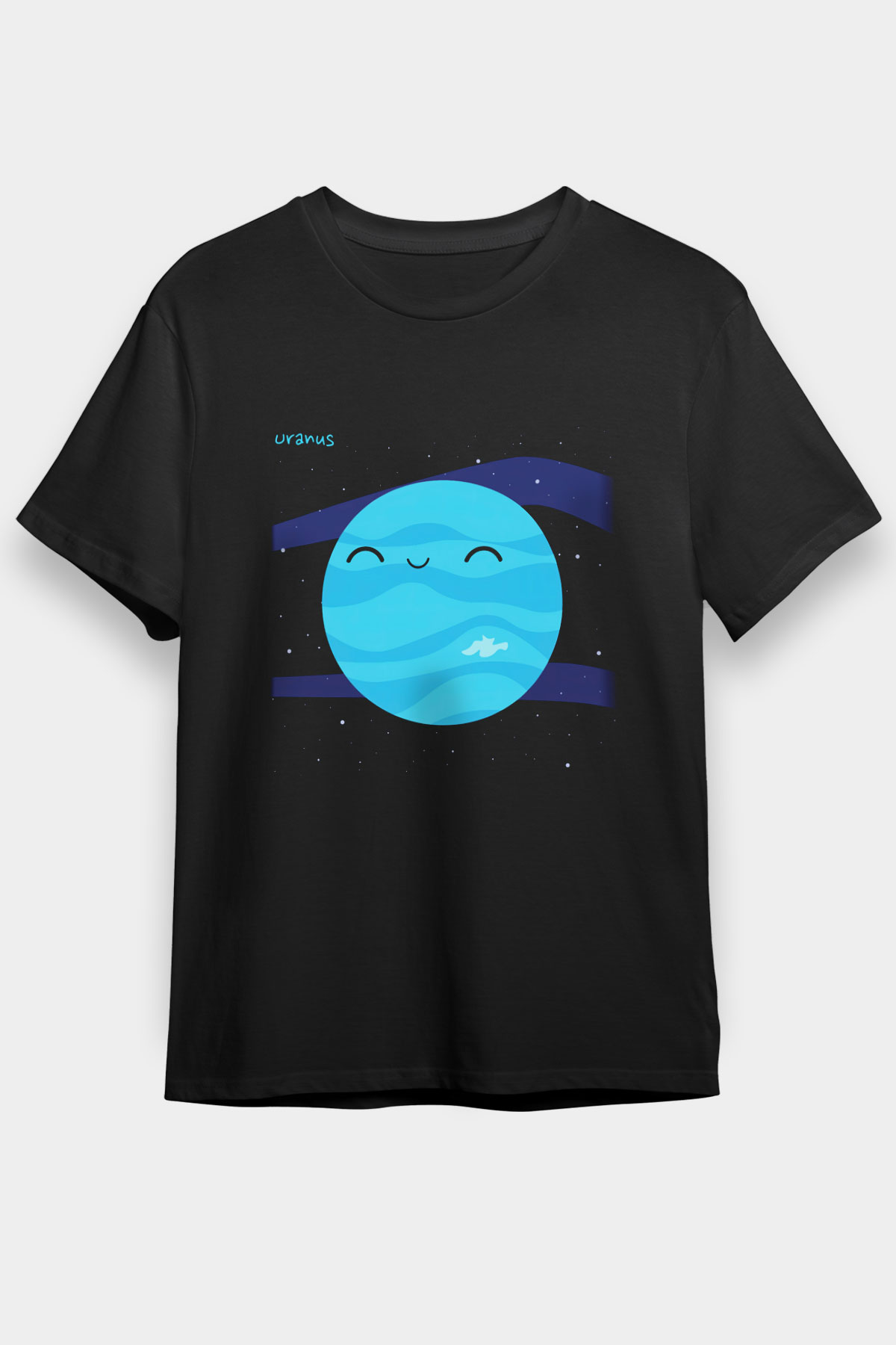 Uranüs Siyah Unisex Tişört T-Shirt - TişörtFabrikası