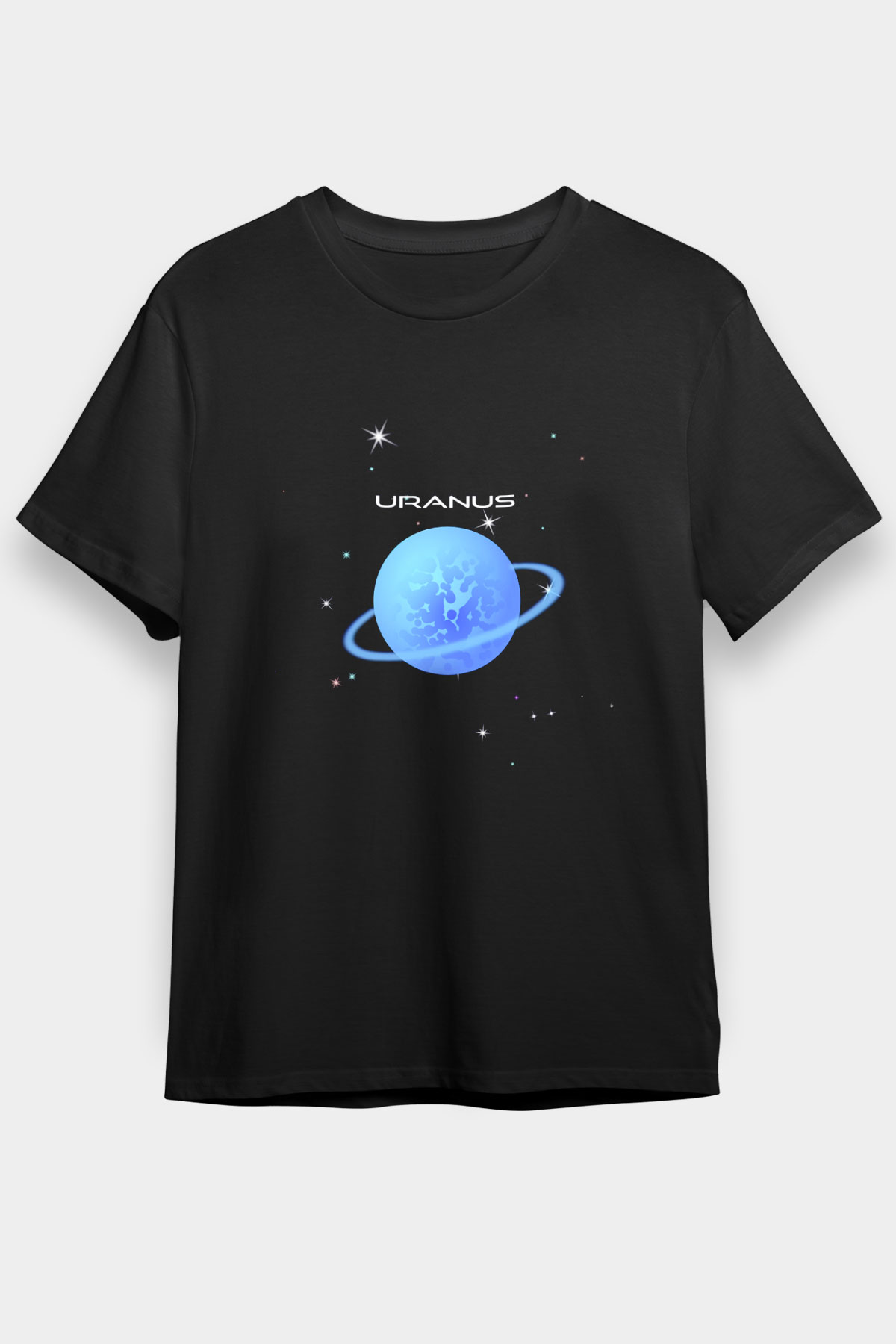 Uranüs Siyah Unisex Tişört T-Shirt - TişörtFabrikası