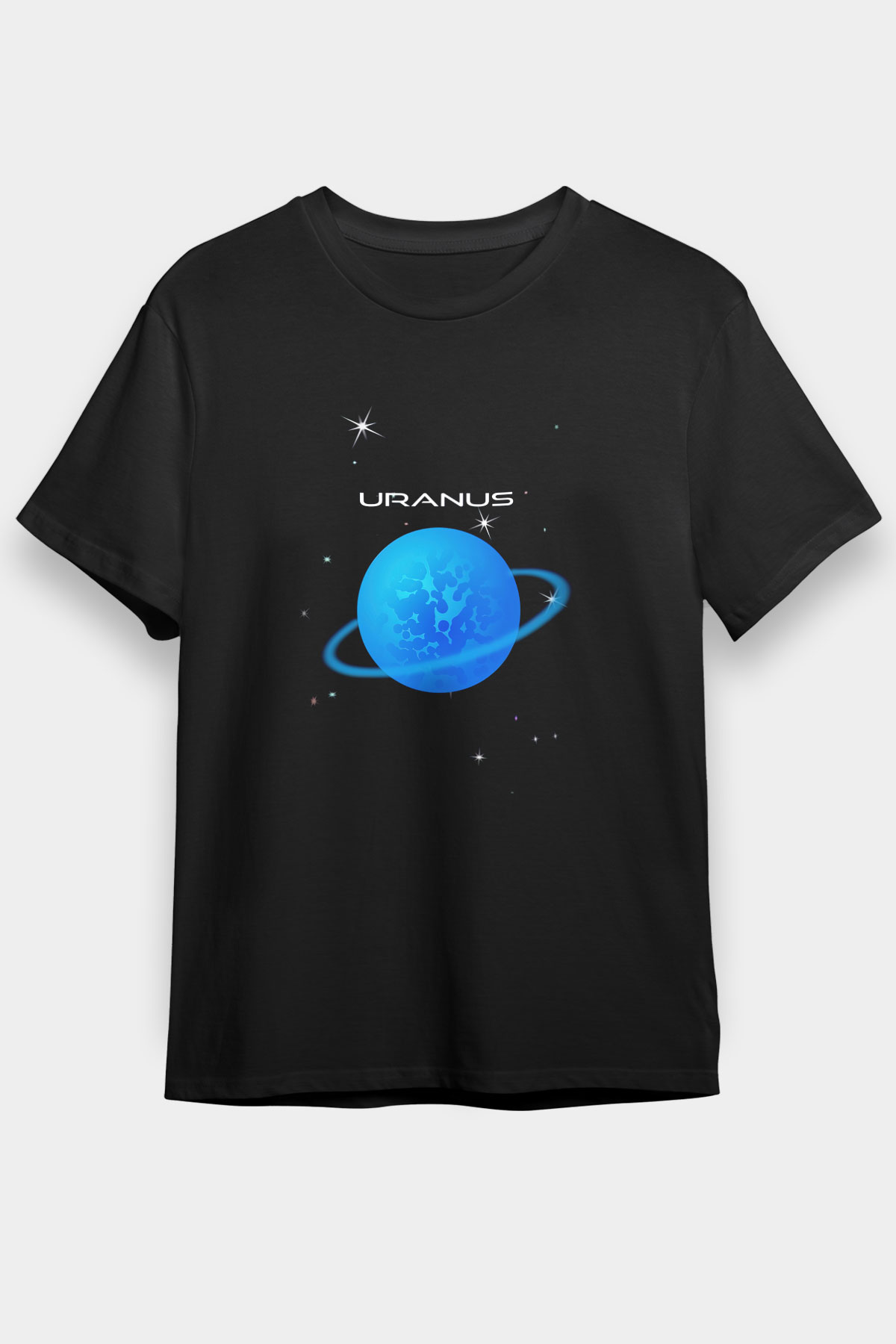 Uranüs Siyah Unisex Tişört T-Shirt - TişörtFabrikası