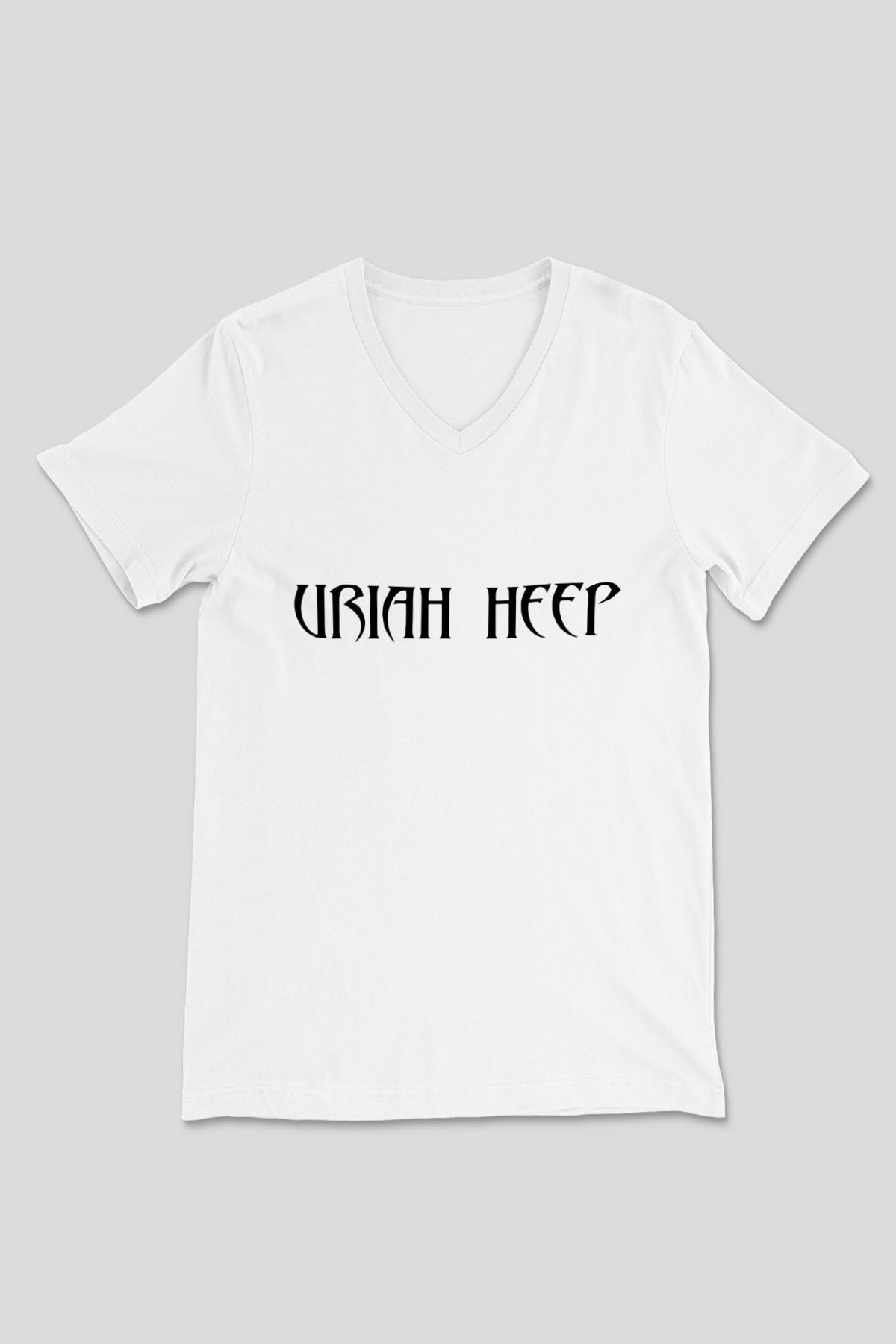 Uriah Heep Beyaz Unisex V Yaka Tişört T-Shirt