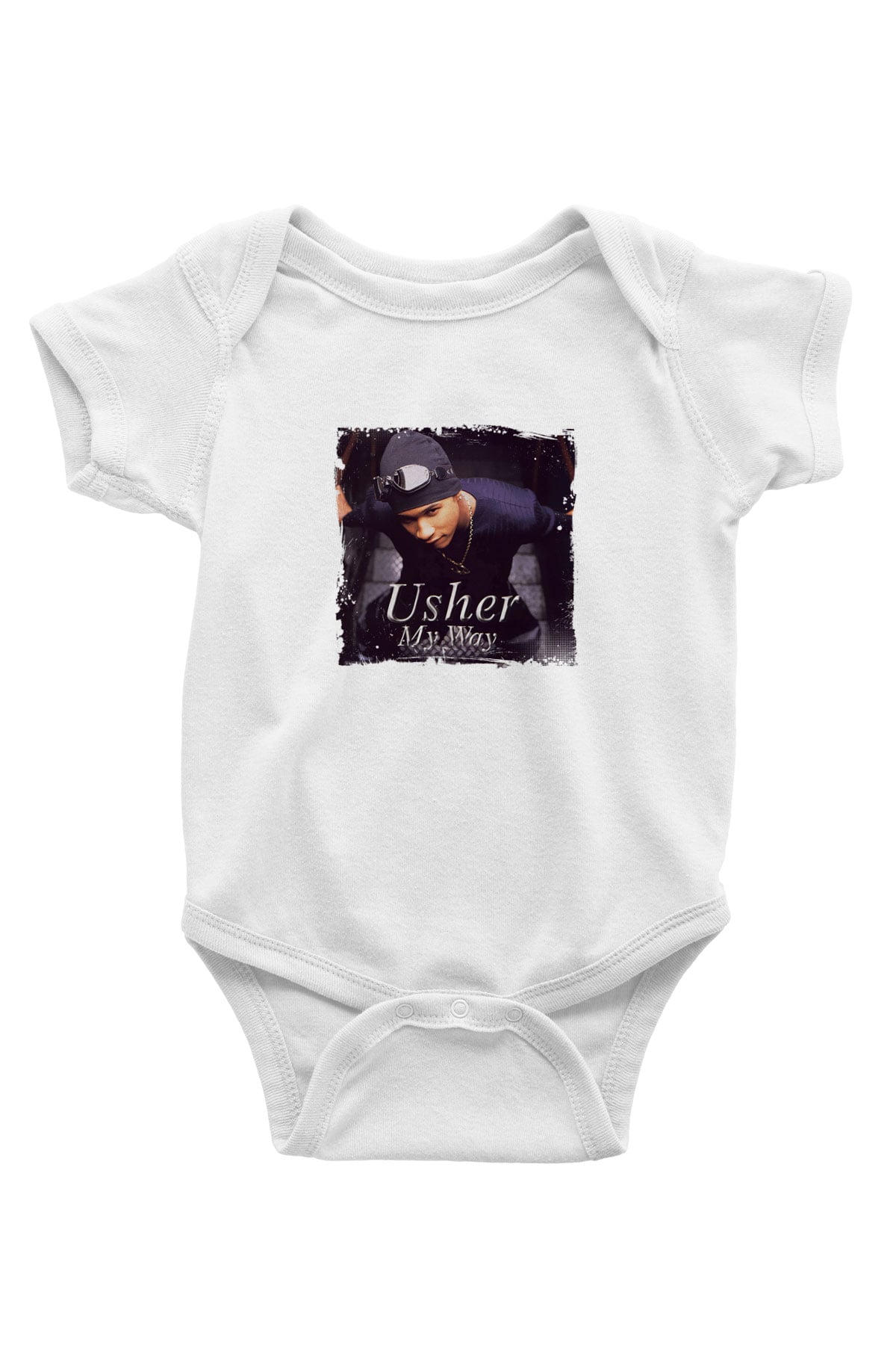 Usher  Baskılı Unisex Beyaz Bebek Body - Zıbın