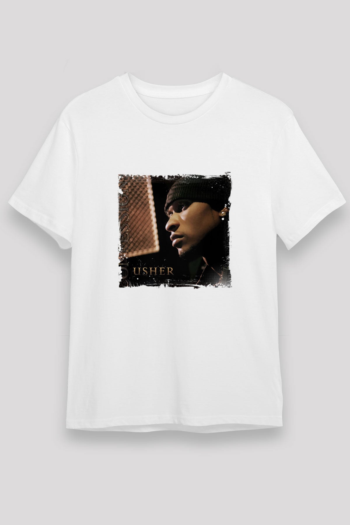 Usher  Baskılı Unisex Beyaz Tişört