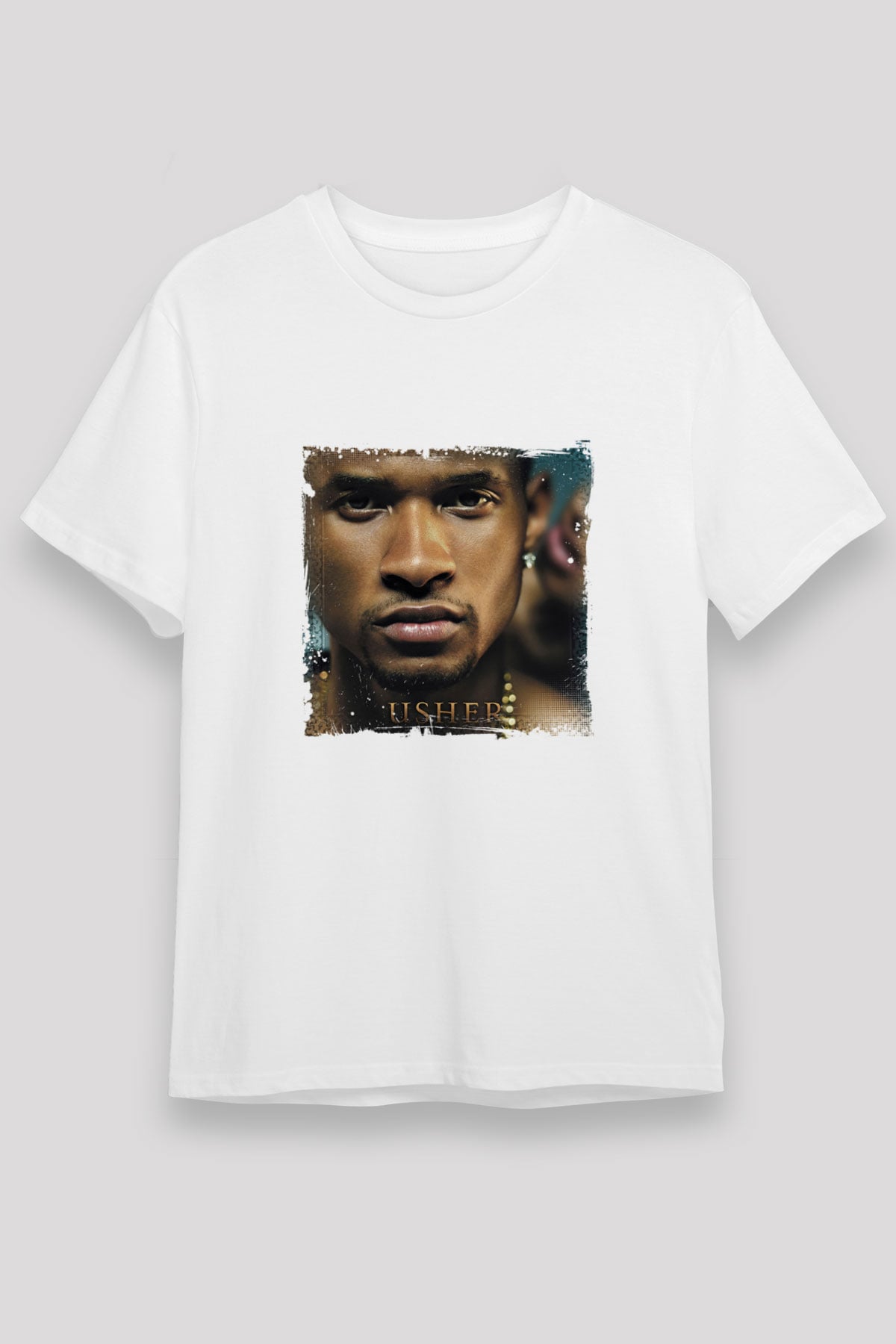Usher  Baskılı Unisex Beyaz Tişört