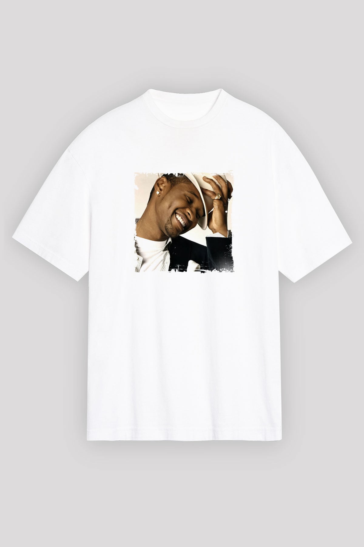 Usher  Baskılı Unisex Beyaz Tişört
