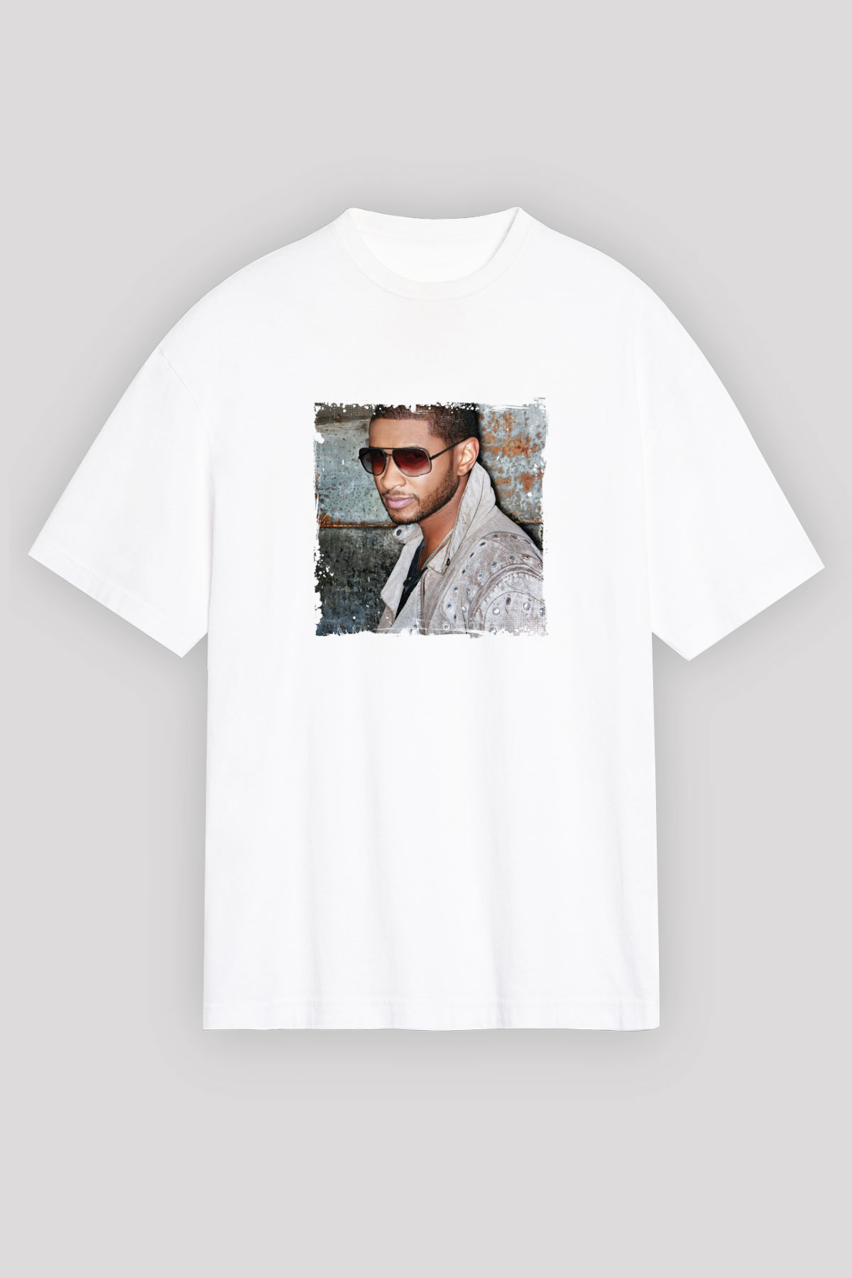 Usher  Baskılı Unisex Beyaz Tişört