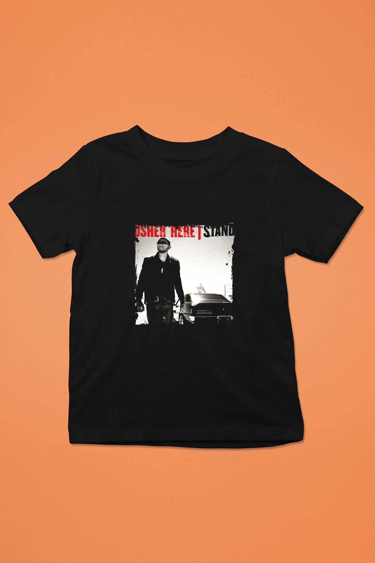 Usher  Baskılı Unisex Siyah Çocuk Tişört