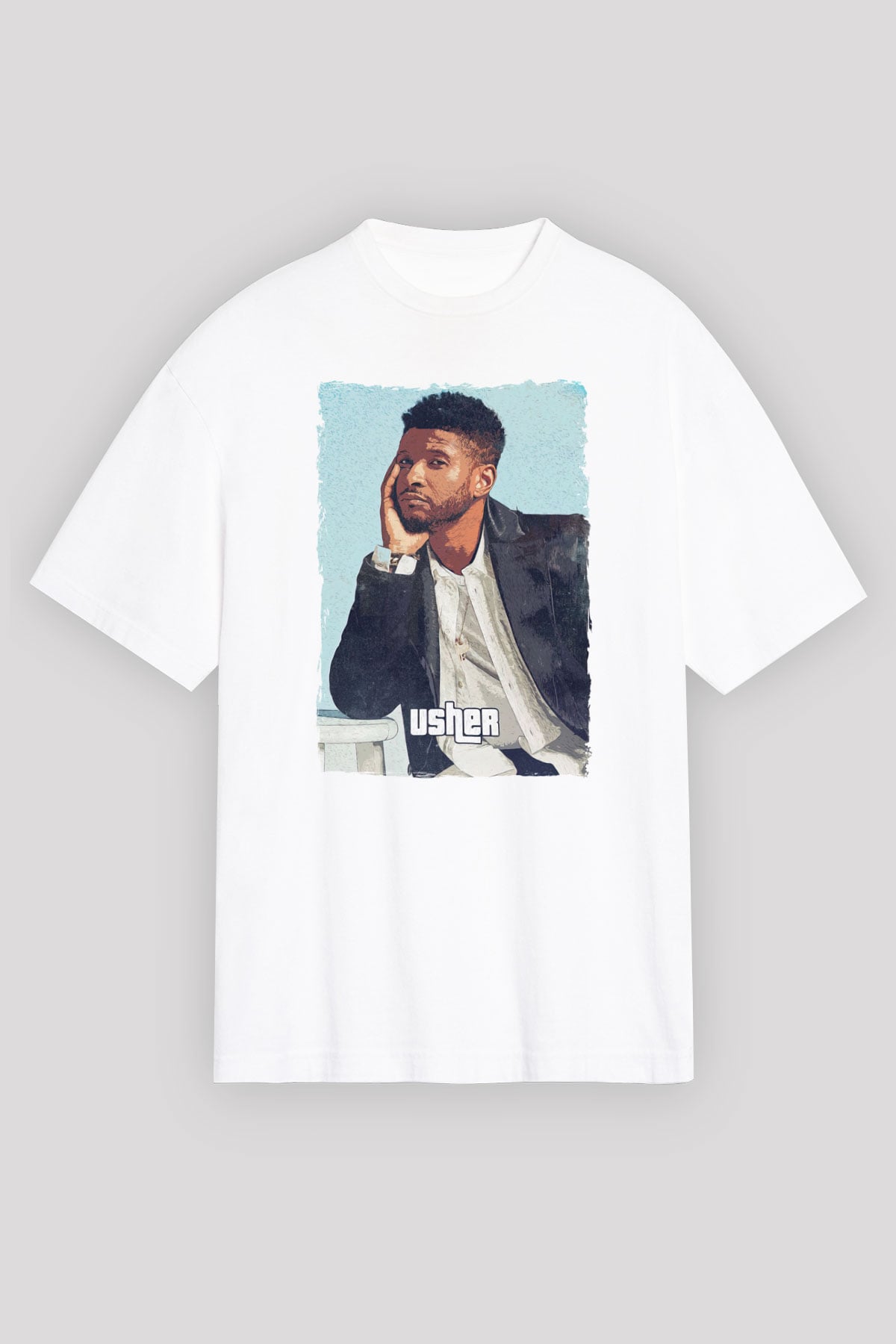 Usher Beyaz Unisex Tişört T-Shirt - TişörtFabrikası
