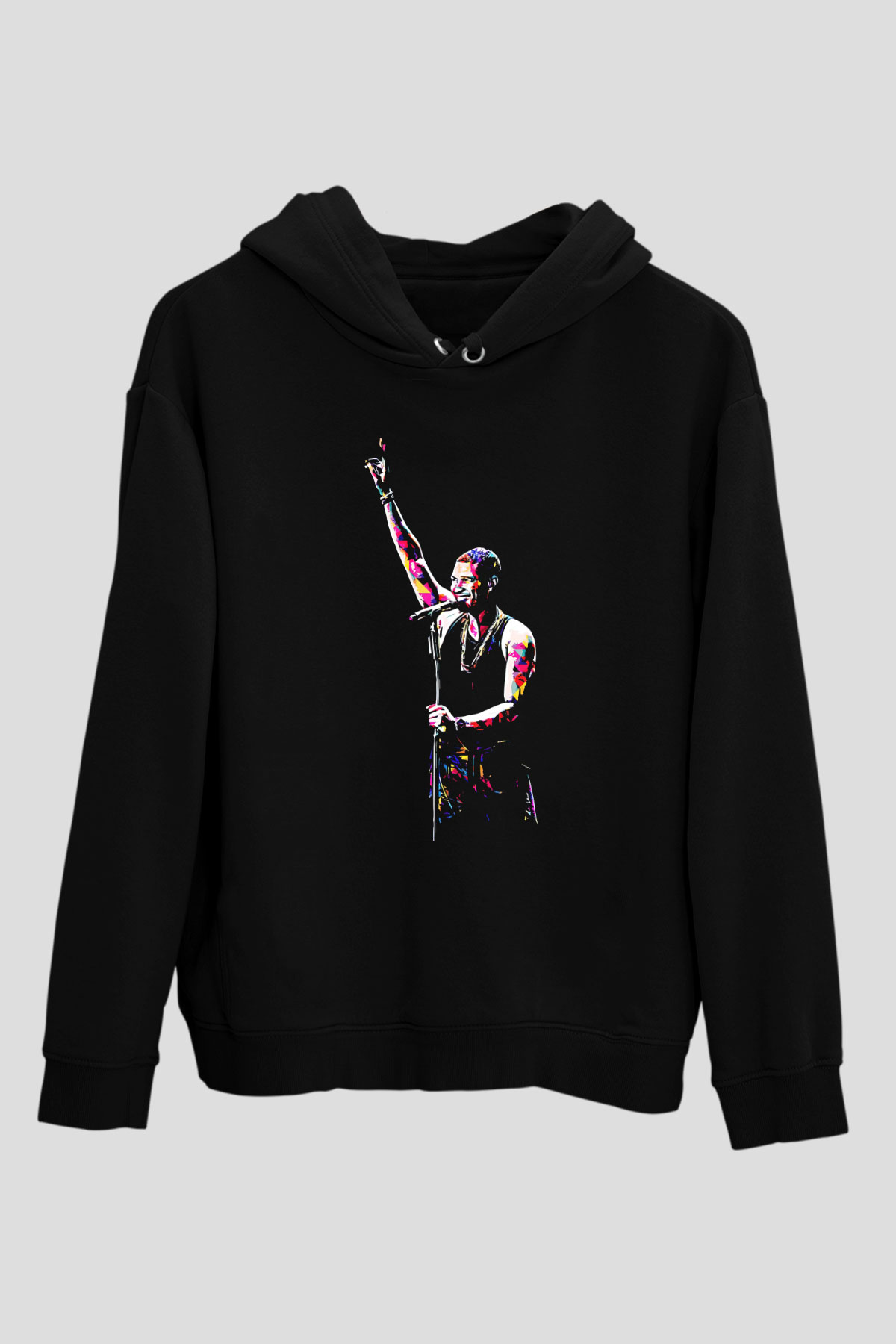 Usher Siyah Unisex Kapüşonlu Sweatshirt