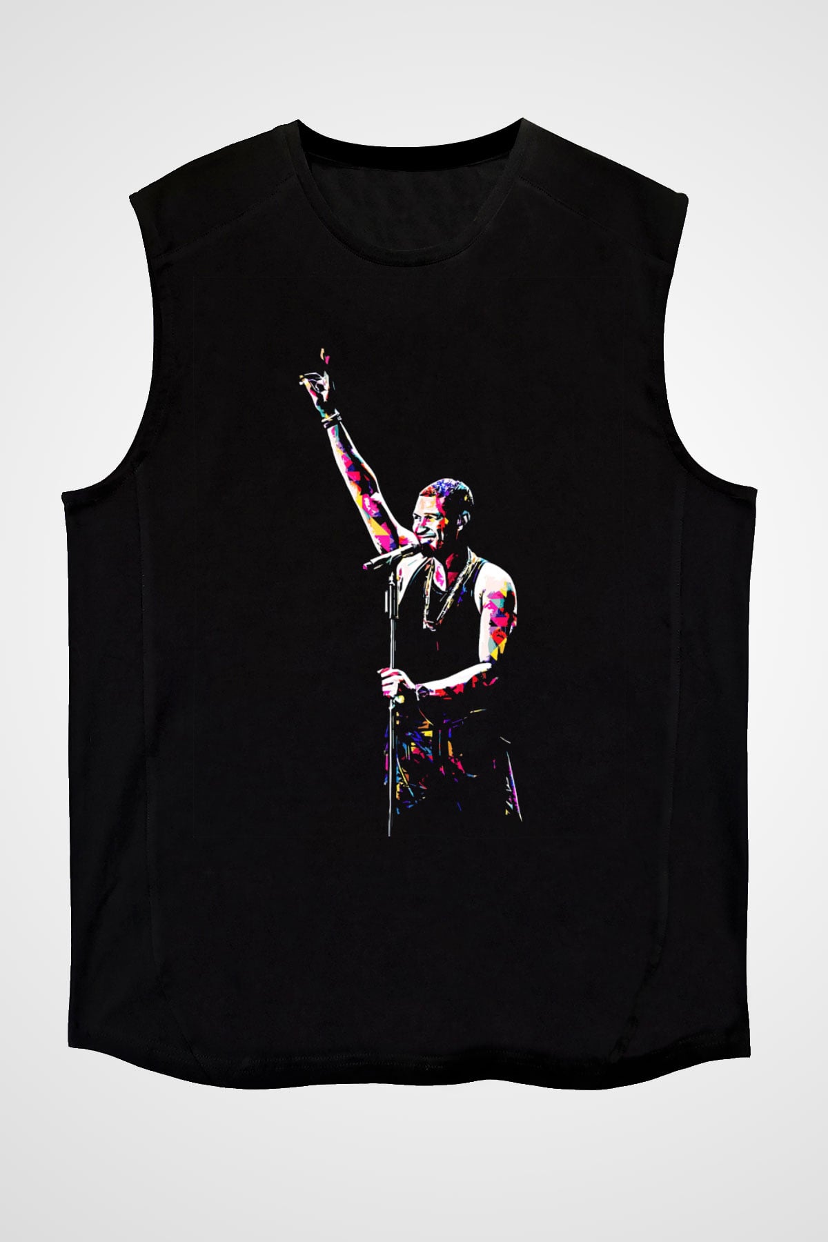 Usher Siyah Unisex Kolsuz Tişört