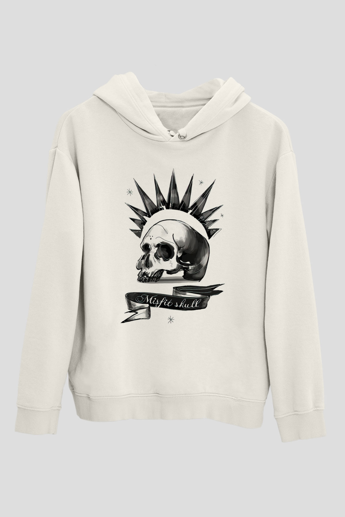 Uyumsuz Kurukafa Beyaz  Unisex Hoodie