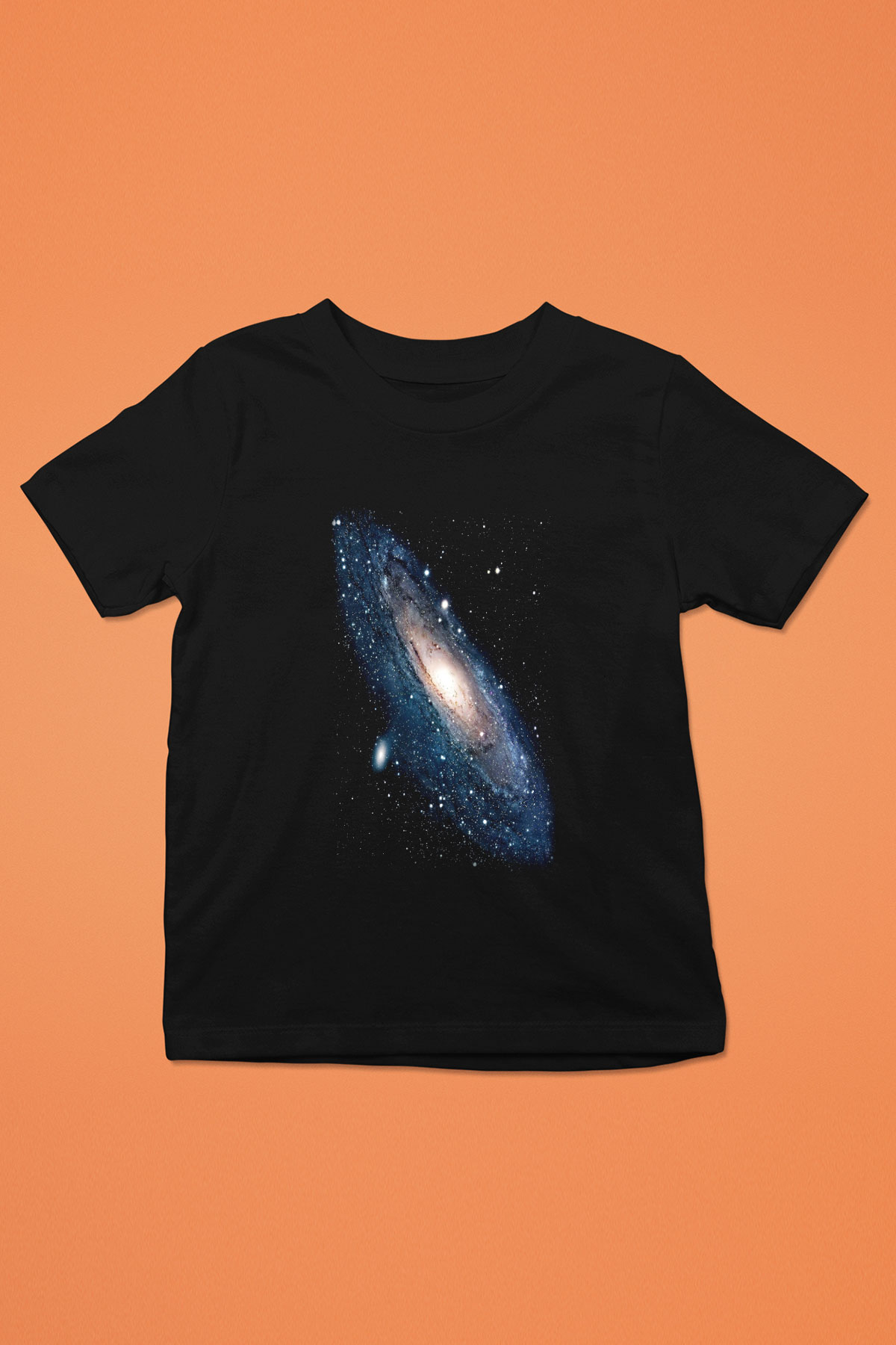 Uzay Baskılı Siyah Unisex Çocuk Tişört