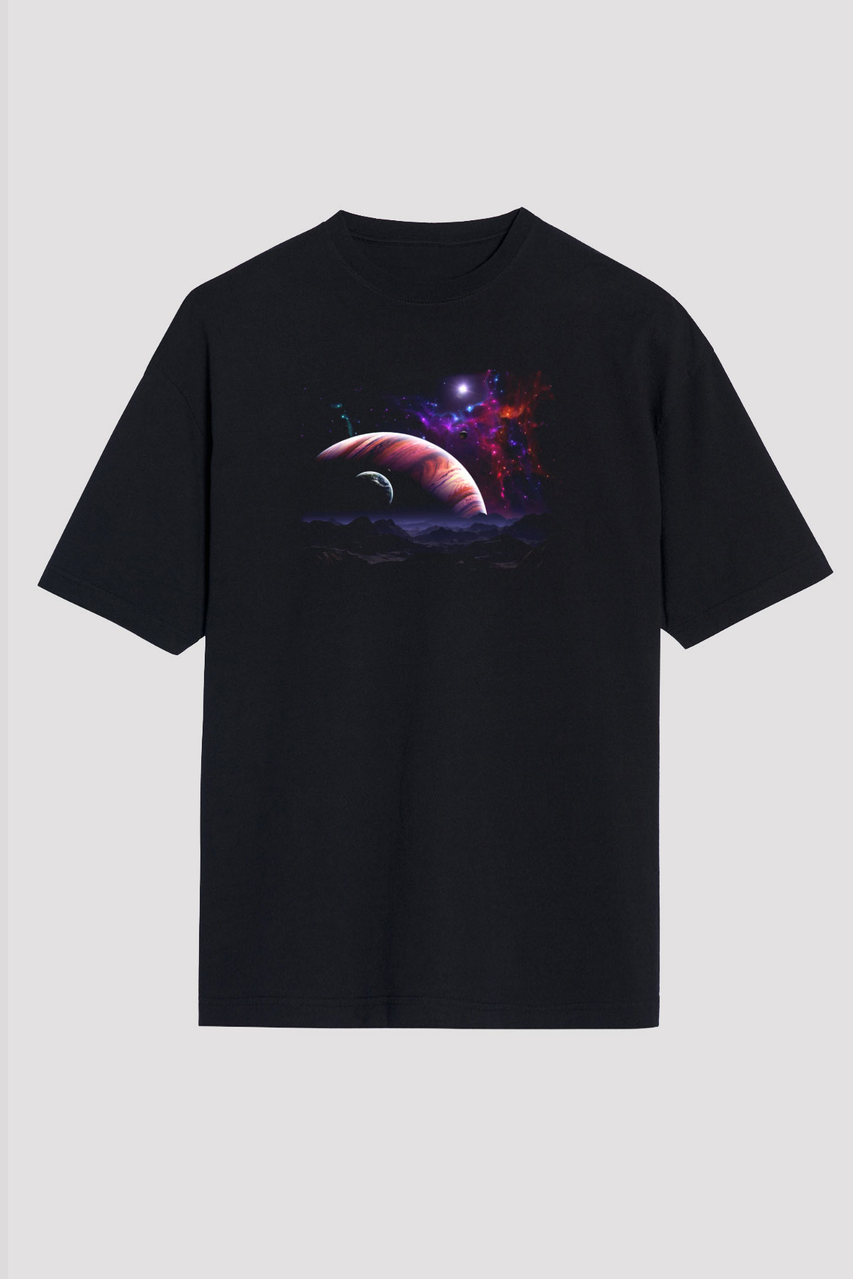 Uzay Siyah Unisex Oversize Tişört T-Shirt