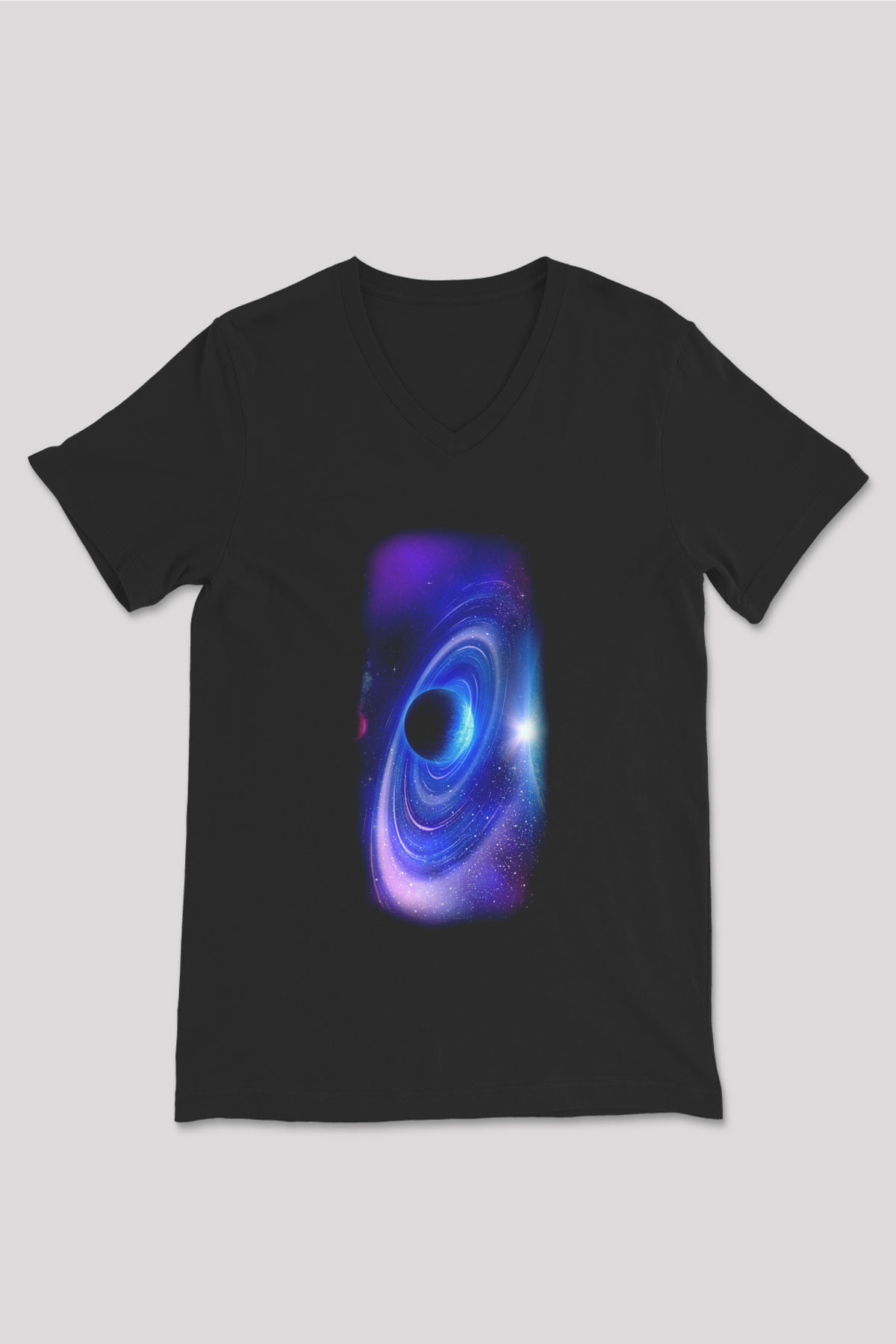 Uzay Siyah Unisex V Yaka Tişört