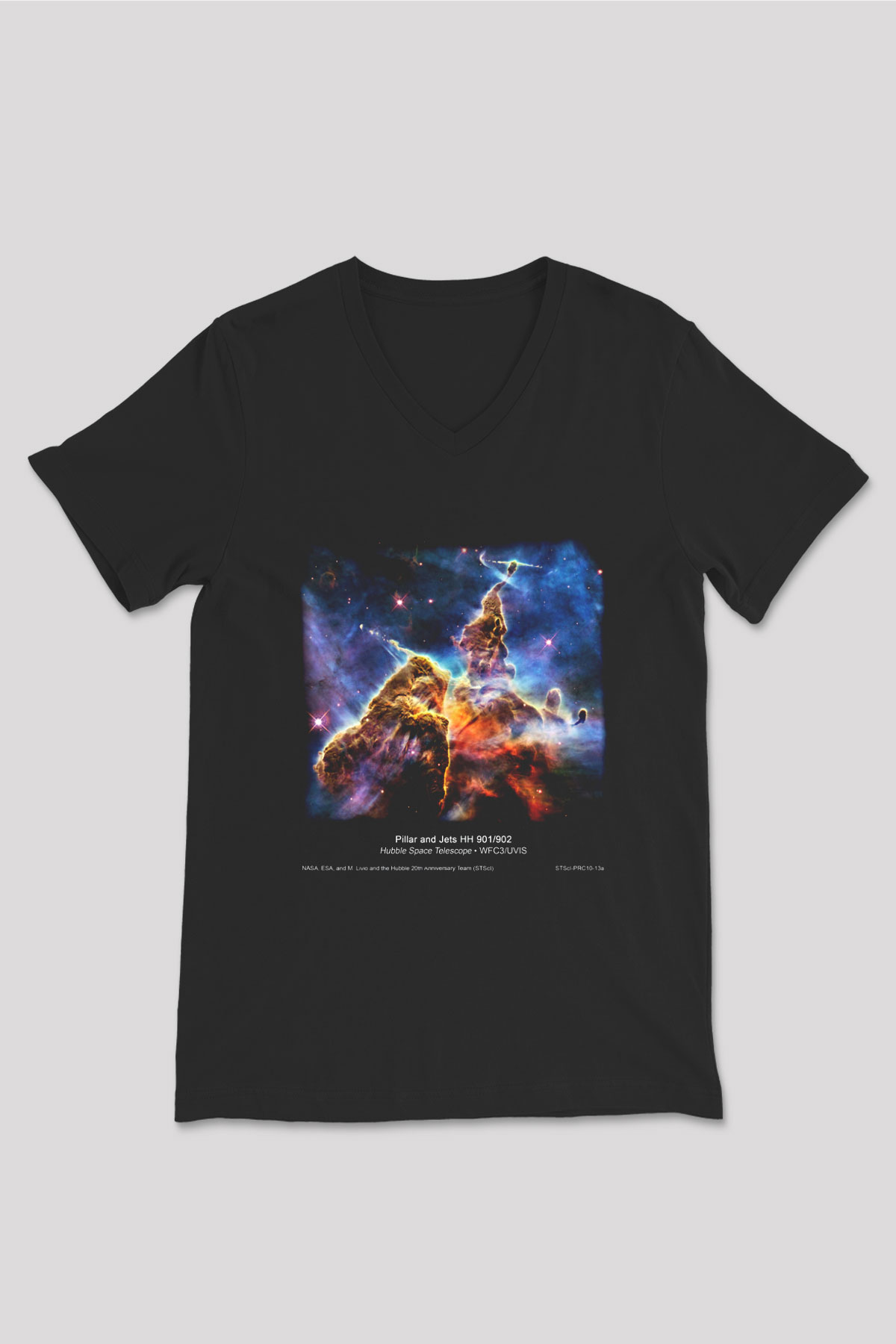 Uzay Siyah Unisex V Yaka Tişört T-Shirt