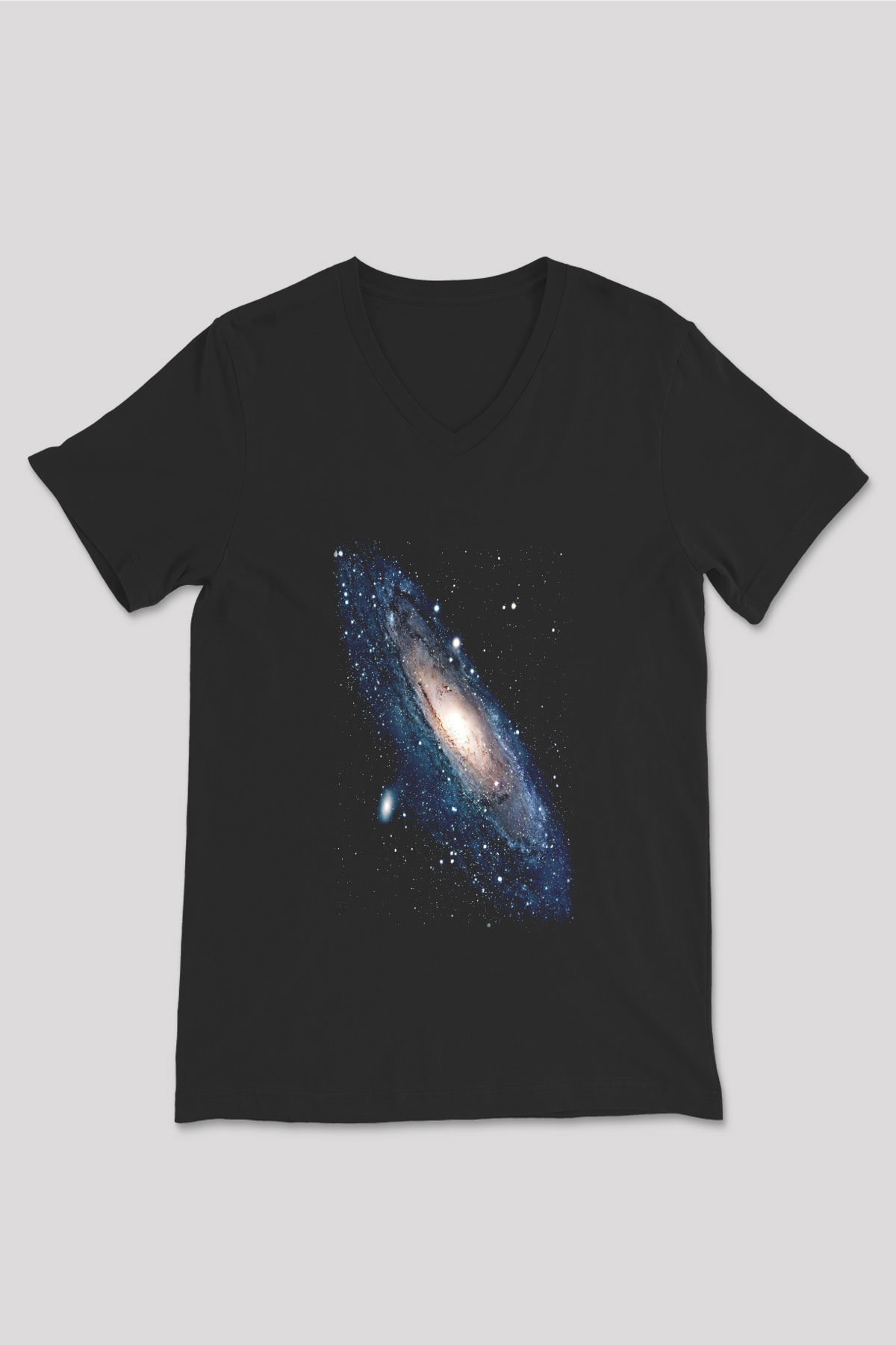 Uzay Siyah Unisex V Yaka Tişört T-Shirt