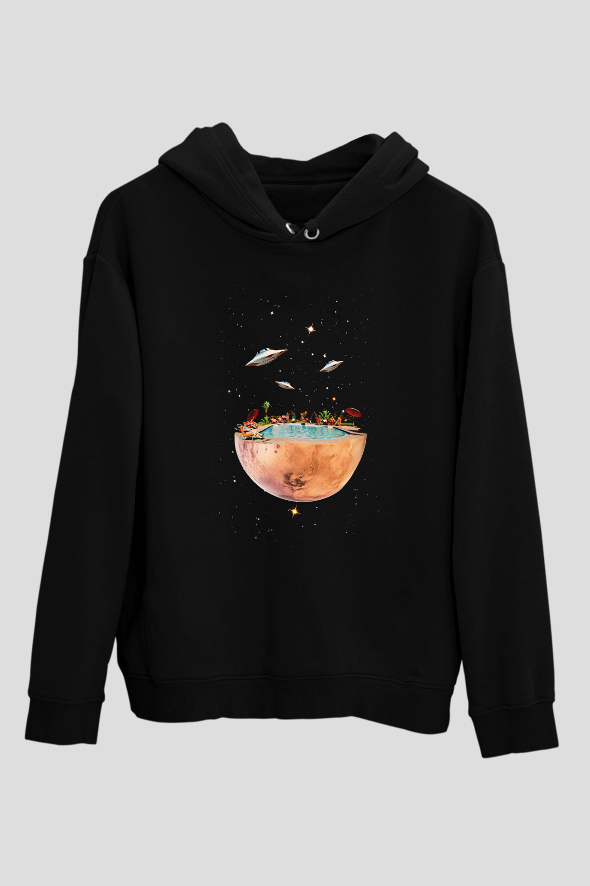 Uzayda Havuz KeyfiSiyah  Unisex Hoodie
