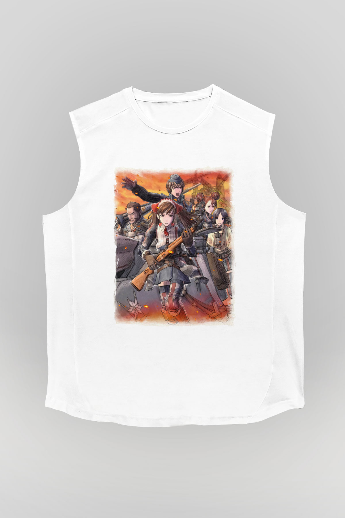 Valkyria Chronicles Beyaz Unisex Kolsuz Tişört