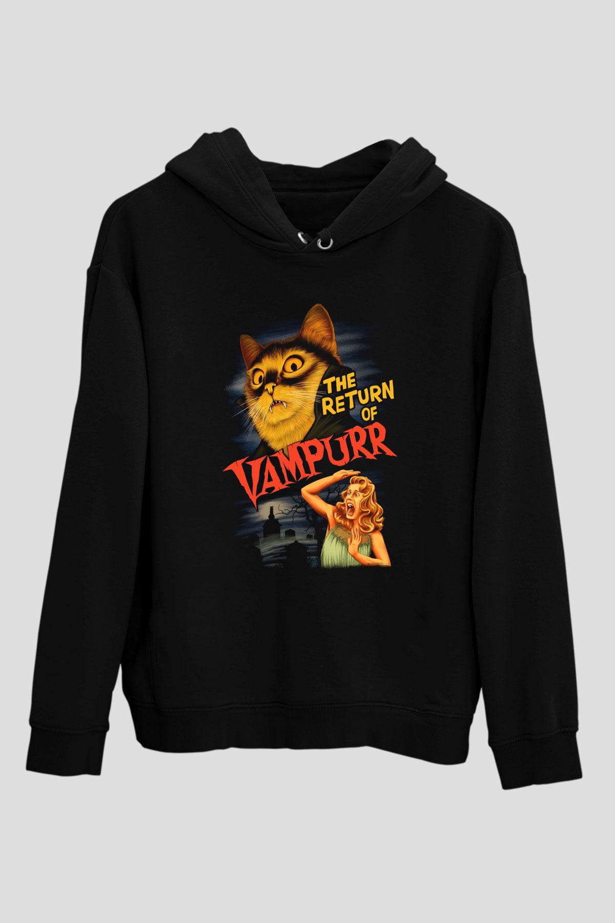 Vampir KediSiyah  Unisex Hoodie