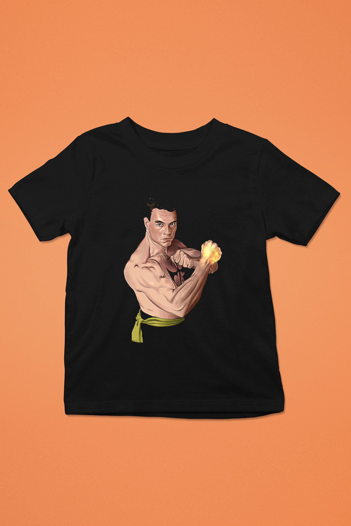 Van Damme James Baskılı Unisex Siyah Çocuk Tişört - Tshirt