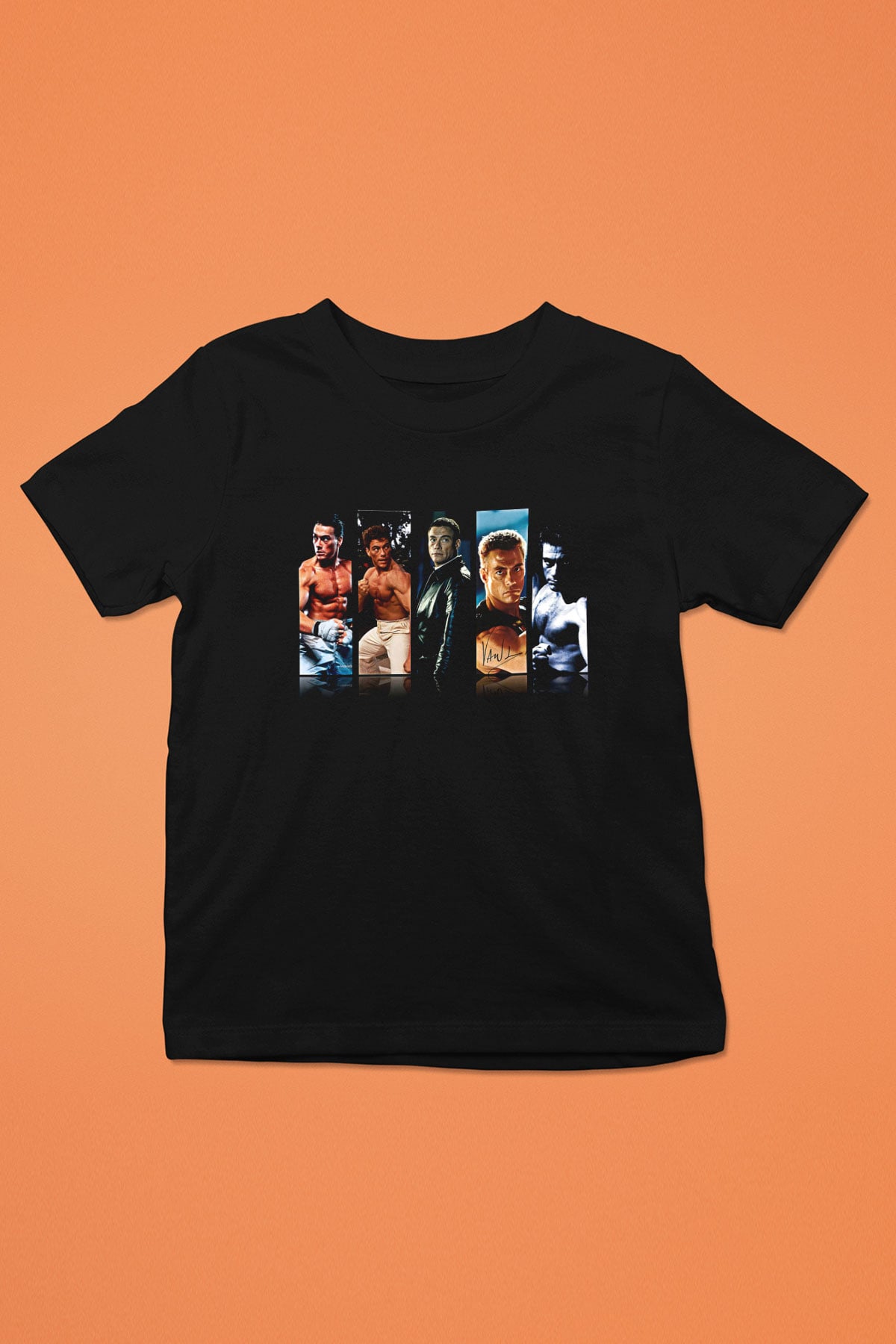 Van Damme James Baskılı Unisex Siyah Çocuk Tişört - Tshirt