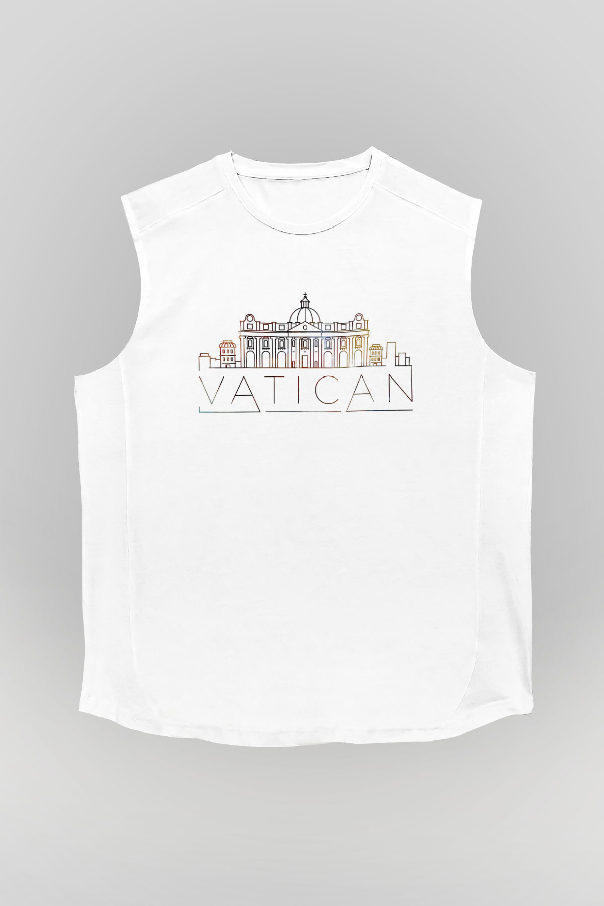 Vatikan Beyaz Unisex Kolsuz Tişört