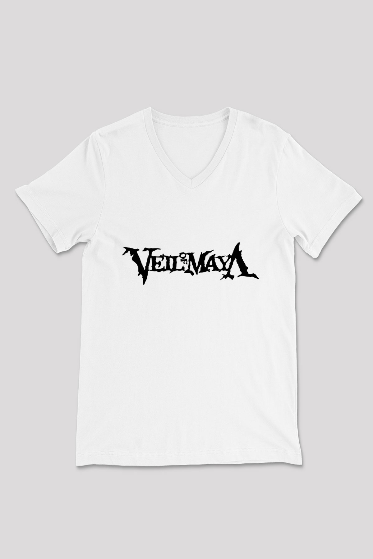 Veil of Maya Beyaz Unisex V Yaka Tişört T-Shirt