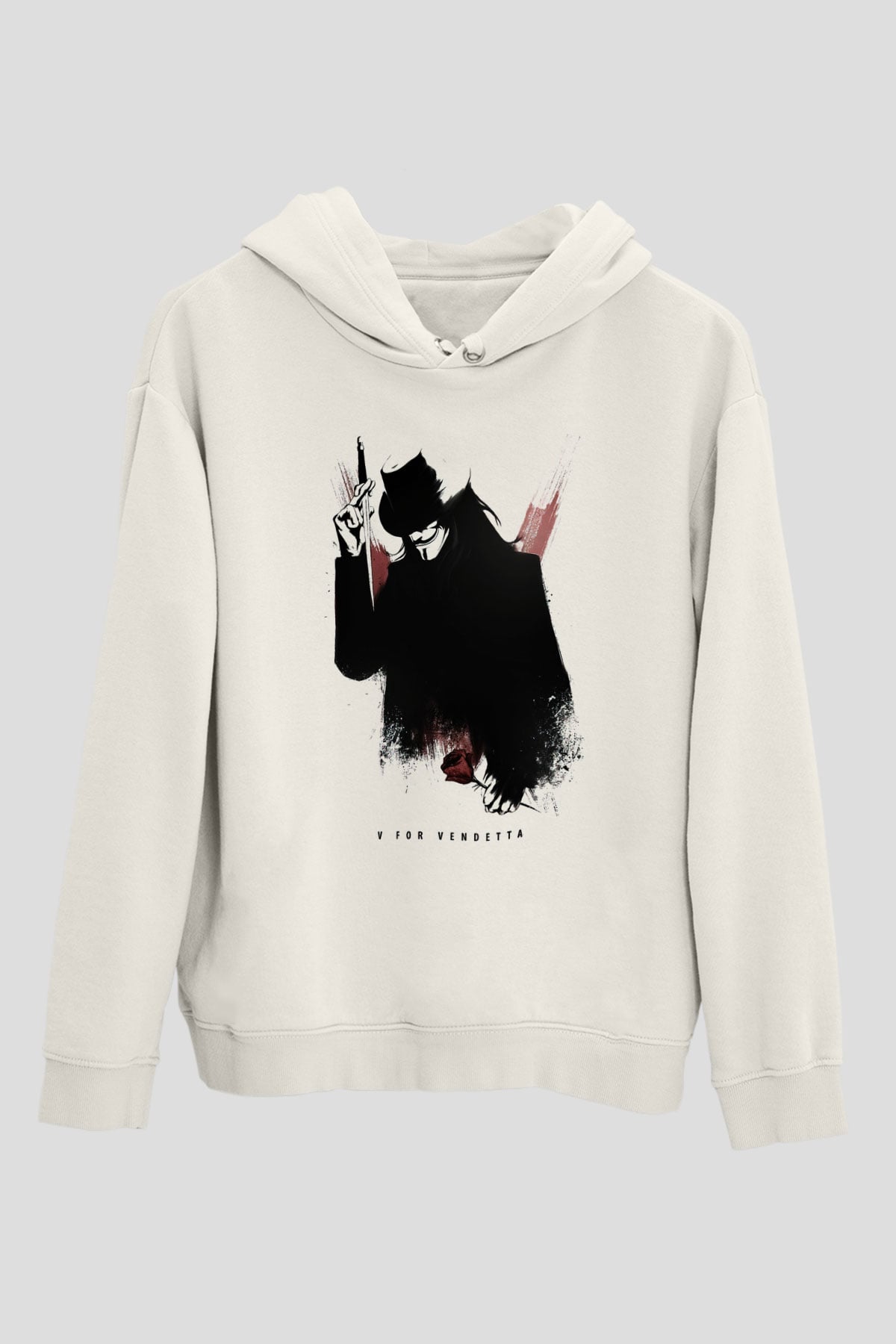 Vendetta Beyaz Unisex Hoodie