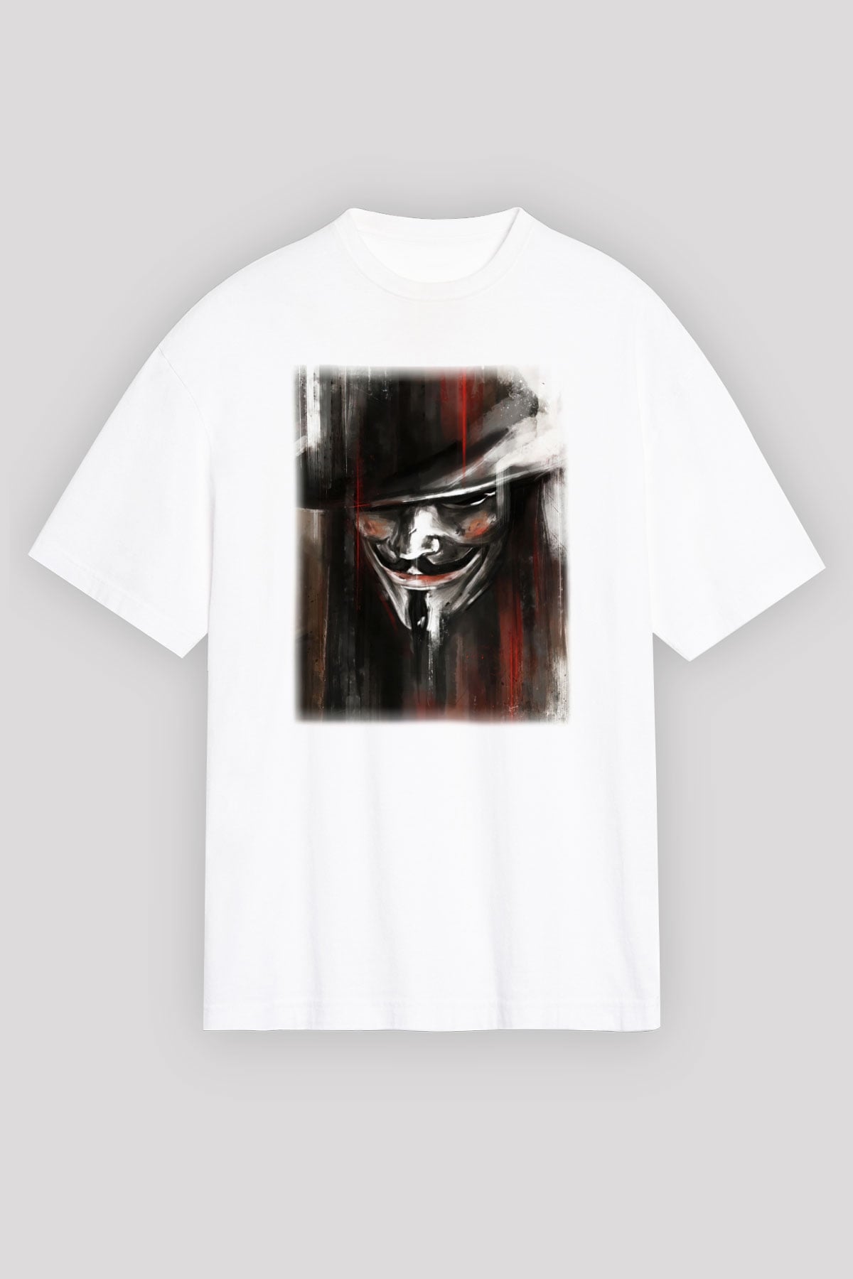Vendetta Beyaz Unisex Oversize Tişört T-Shirt