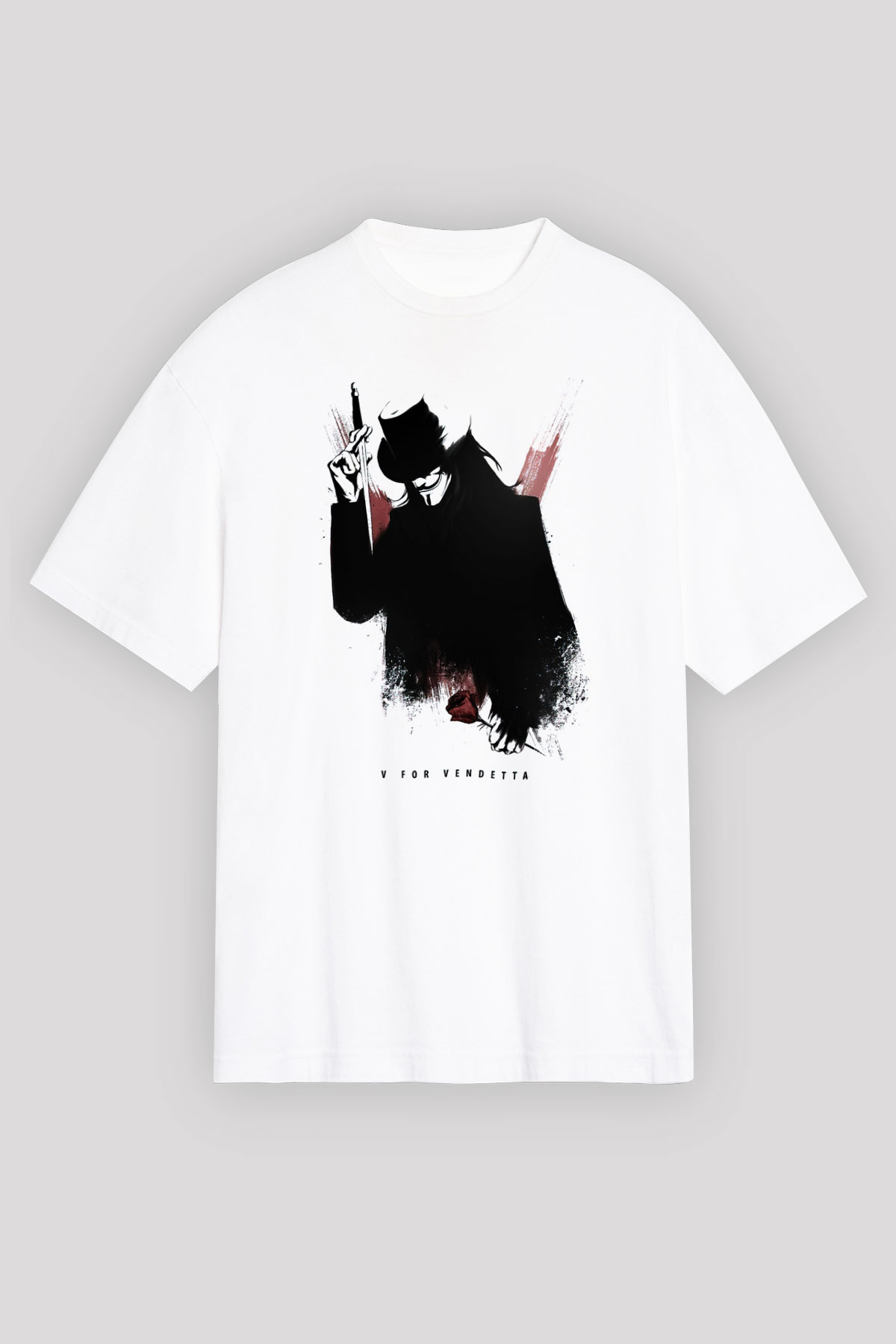 Vendetta Beyaz Unisex Oversize Tişört T-Shirt