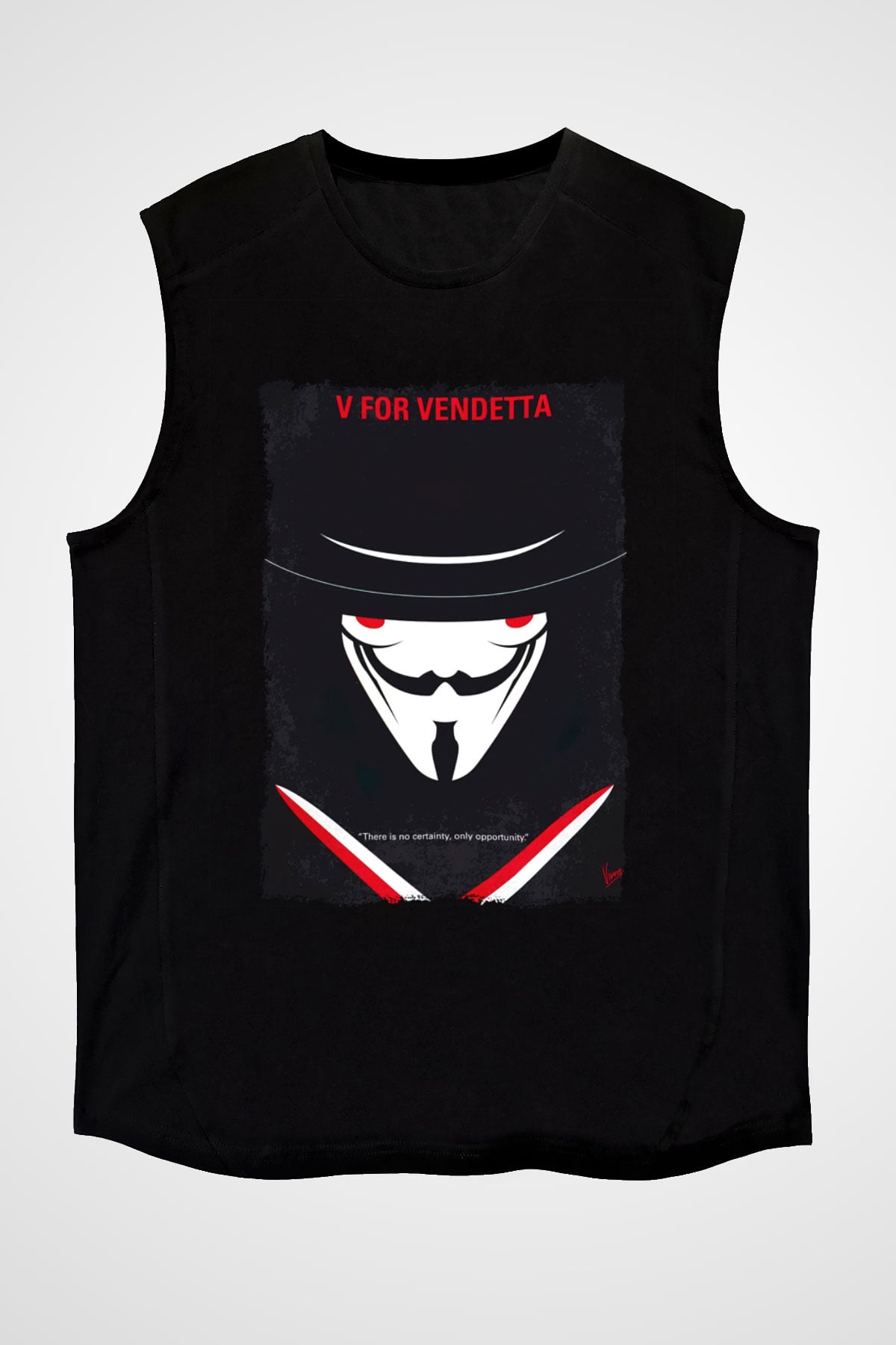 Vendetta Siyah Unisex Kolsuz Tişört