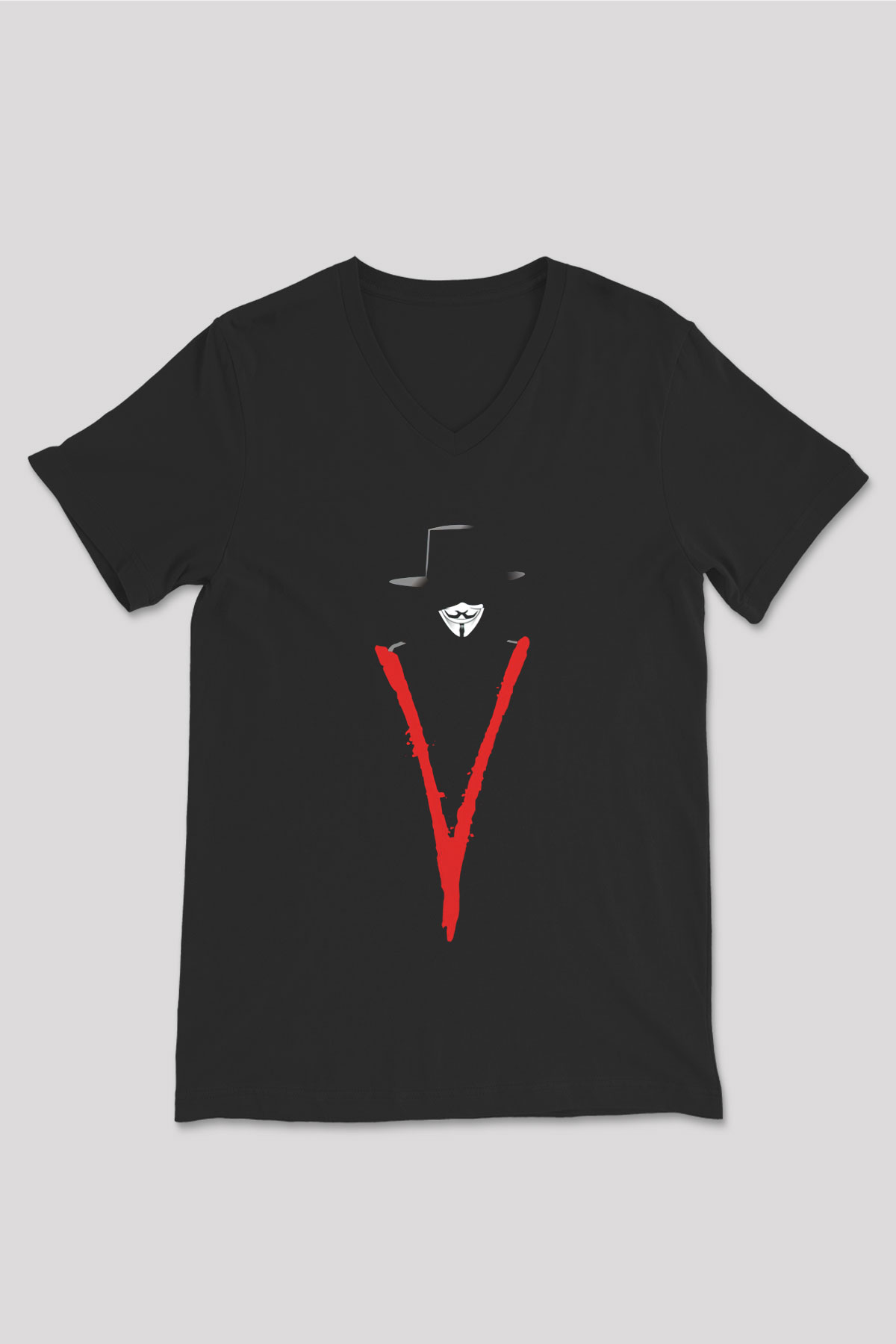Vendetta Siyah Unisex V Yaka Tişört